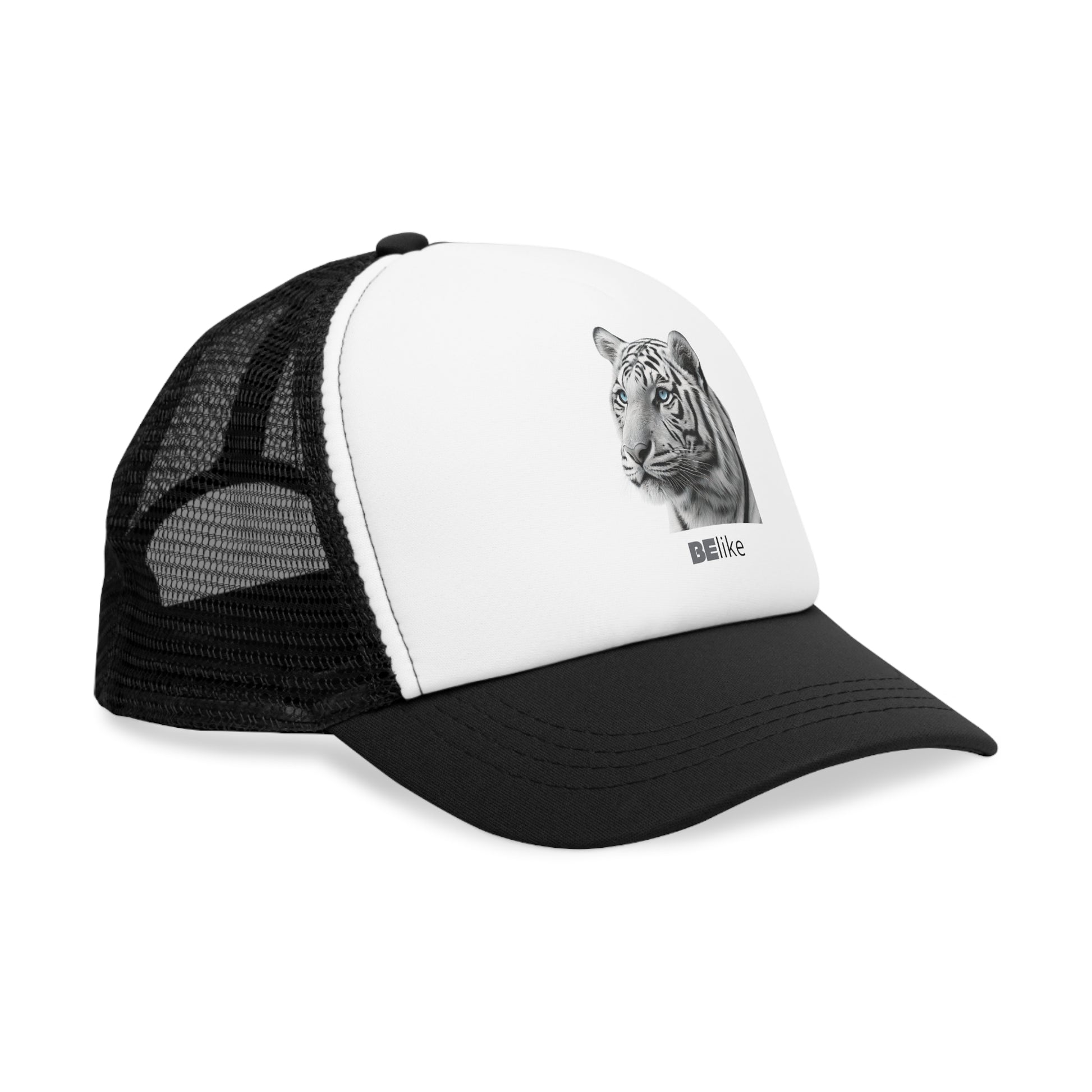 BElike the White Tiger Trucker Cap | Lead with Quiet Strength | BElike.store