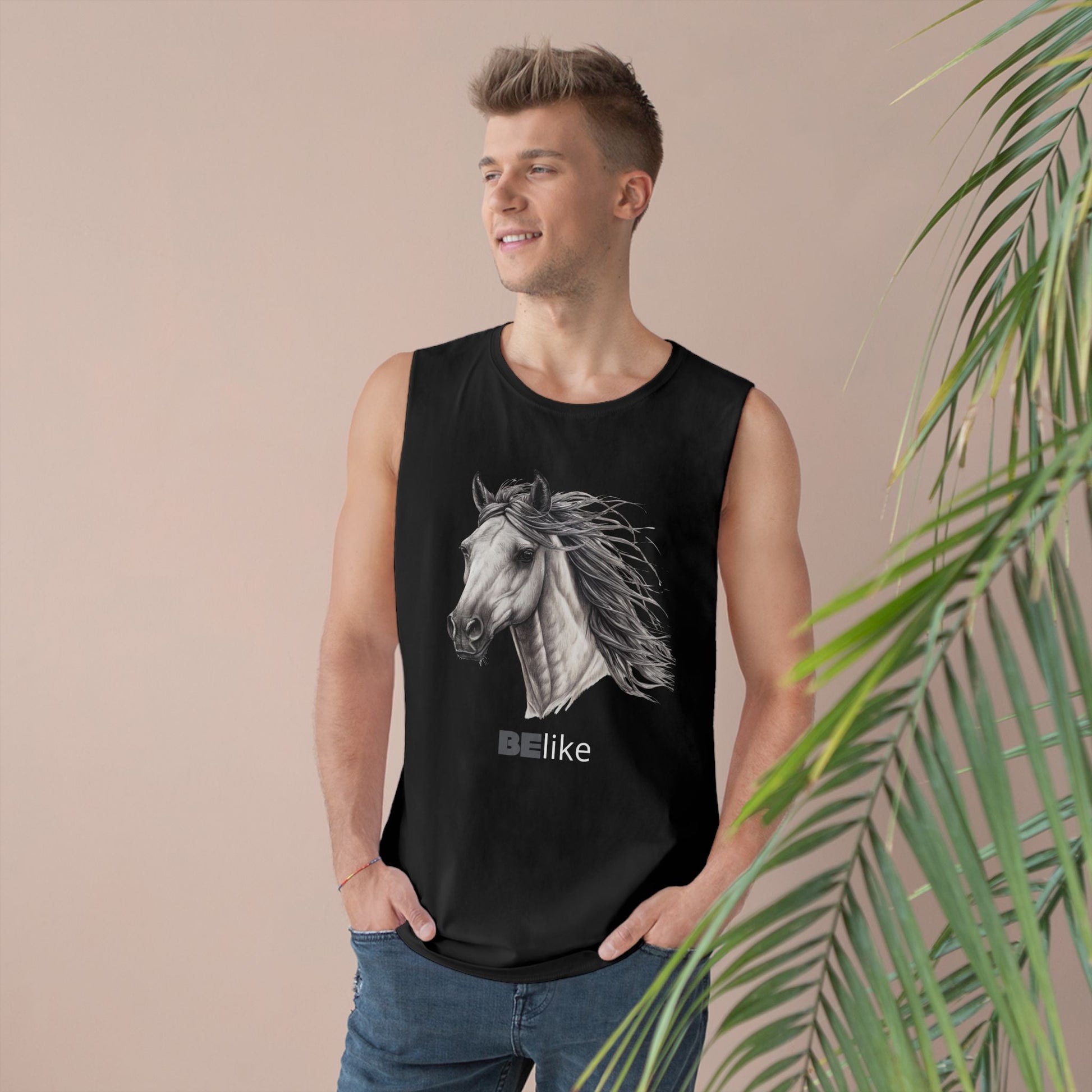 Comfort Colors black tank top with horse spirit illustration