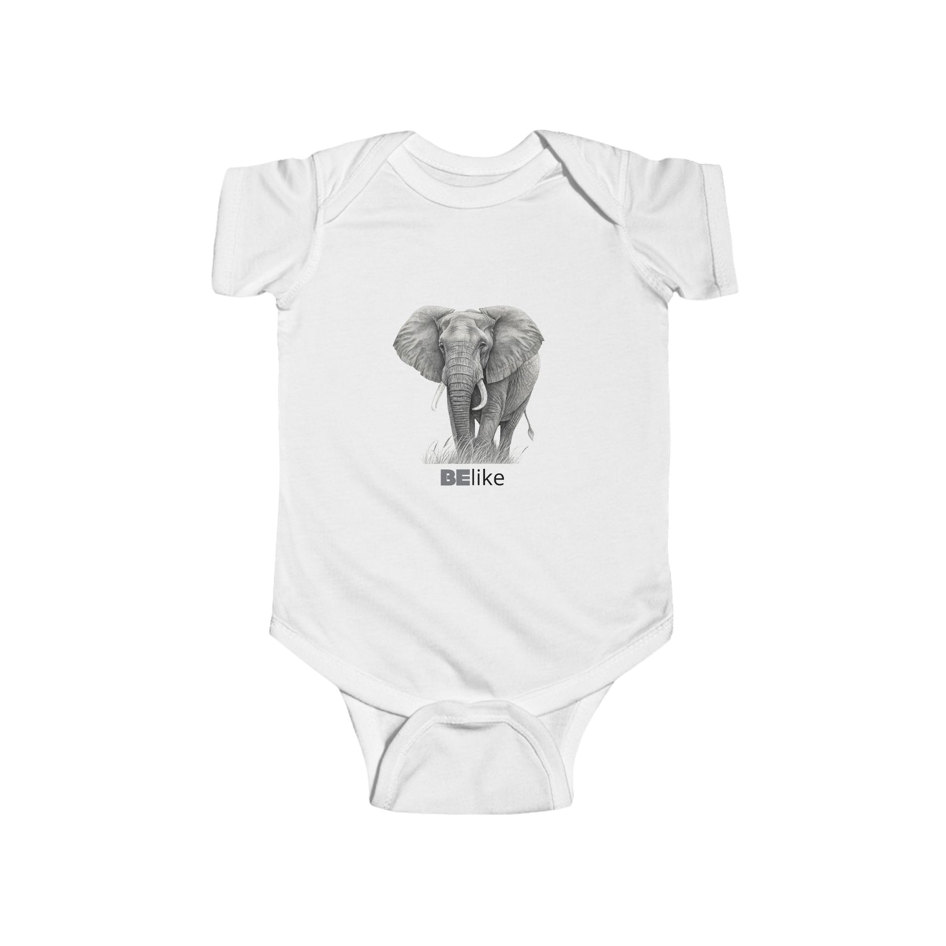Elephant infant bodysuit with inspirational quote