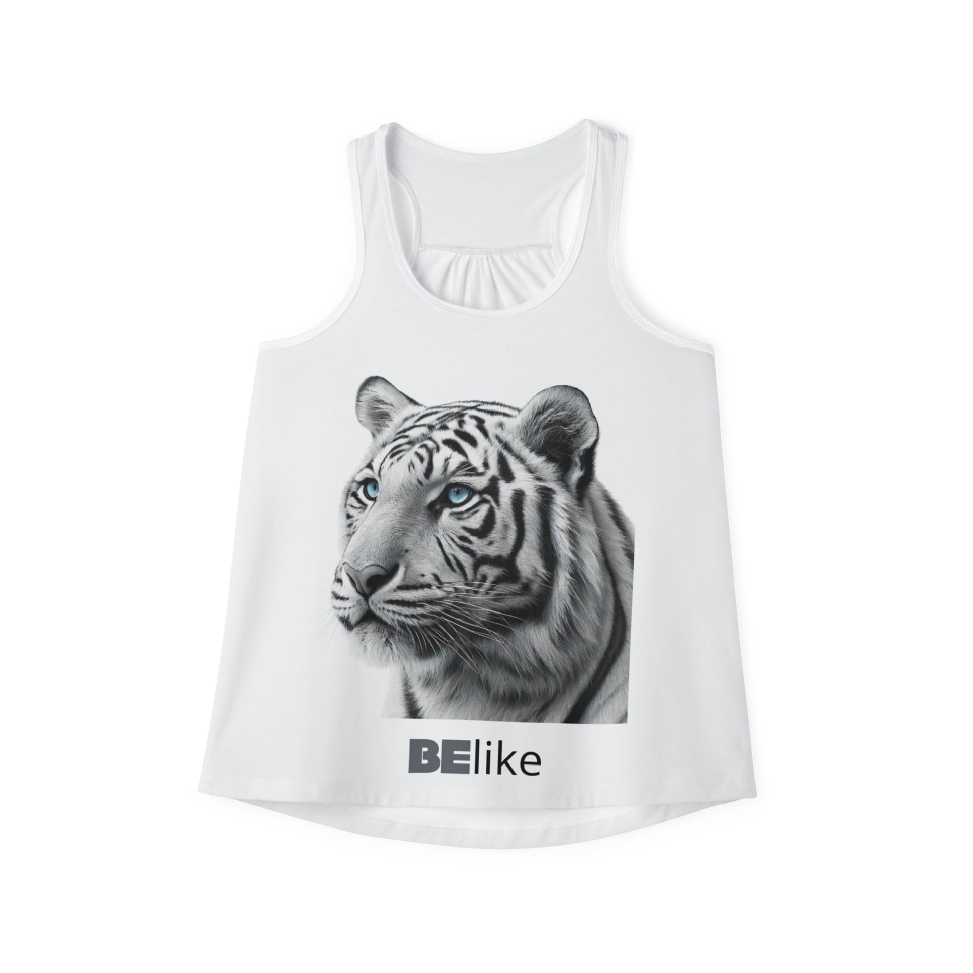 Inspirational women’s top with white tiger symbolism