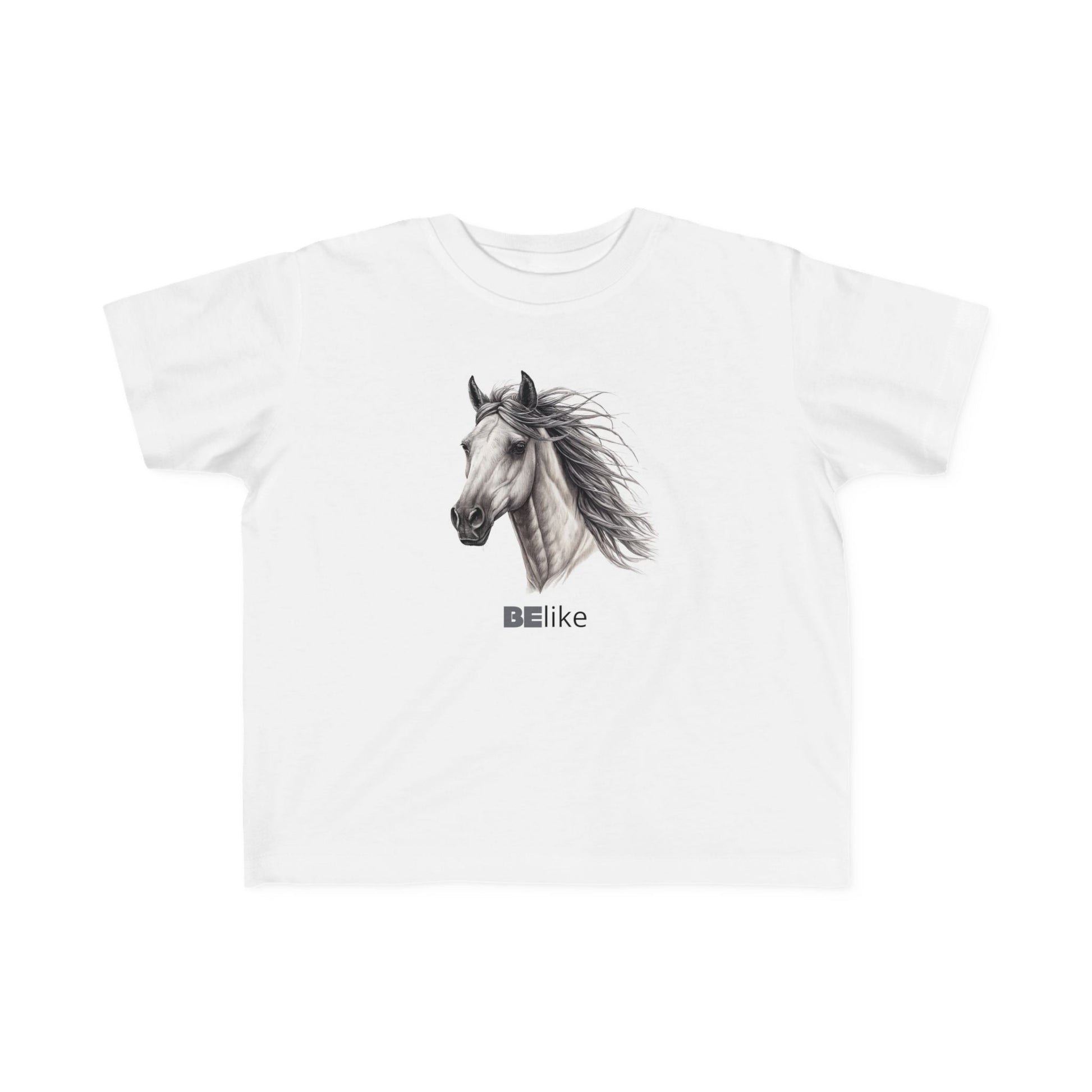 Toddler white t-shirt with black-and-white horse design