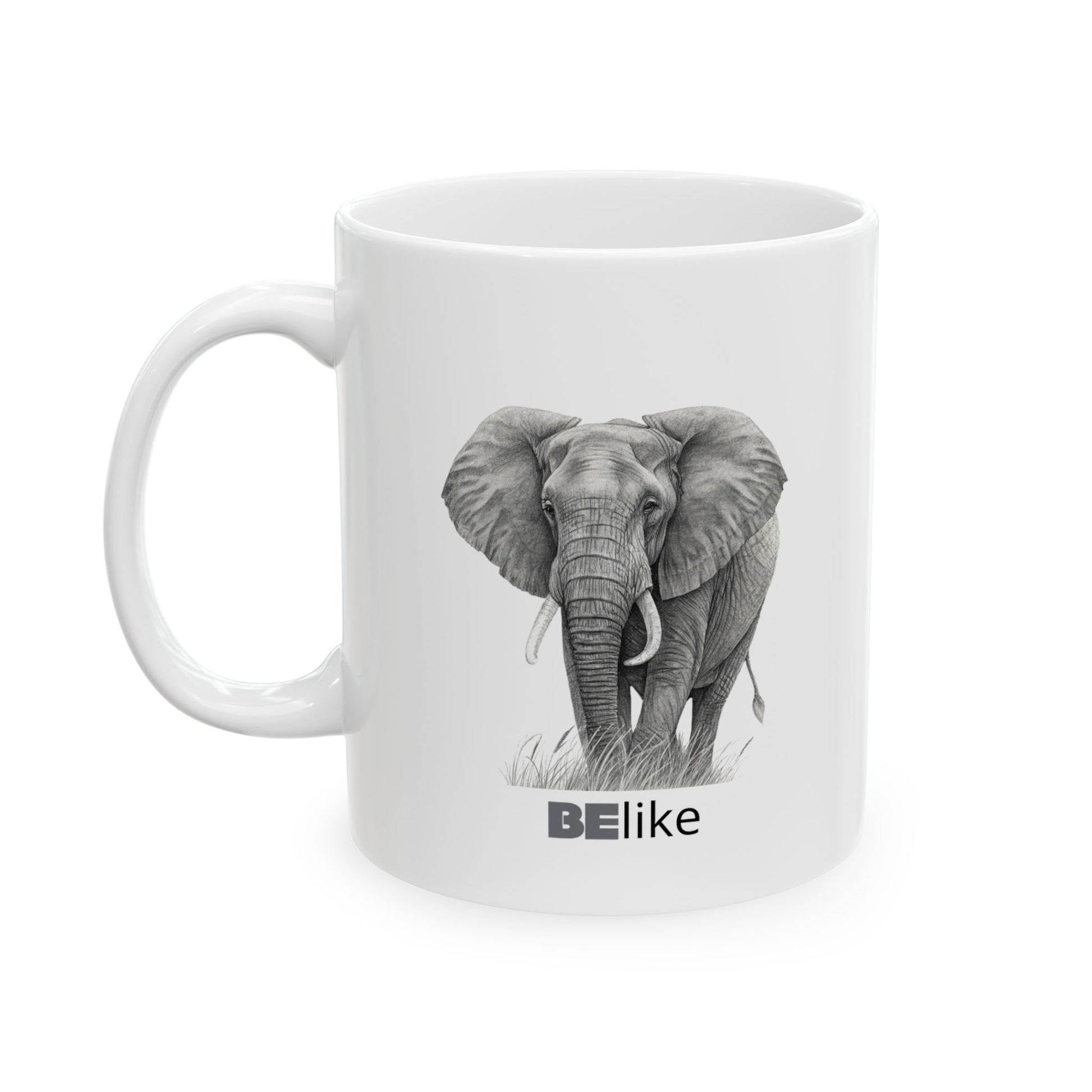 White elephant mug with motivational quote