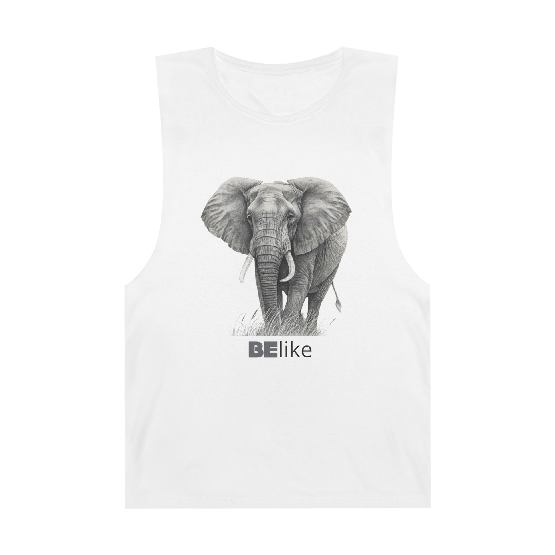 White tank top with elephant spirit animal design