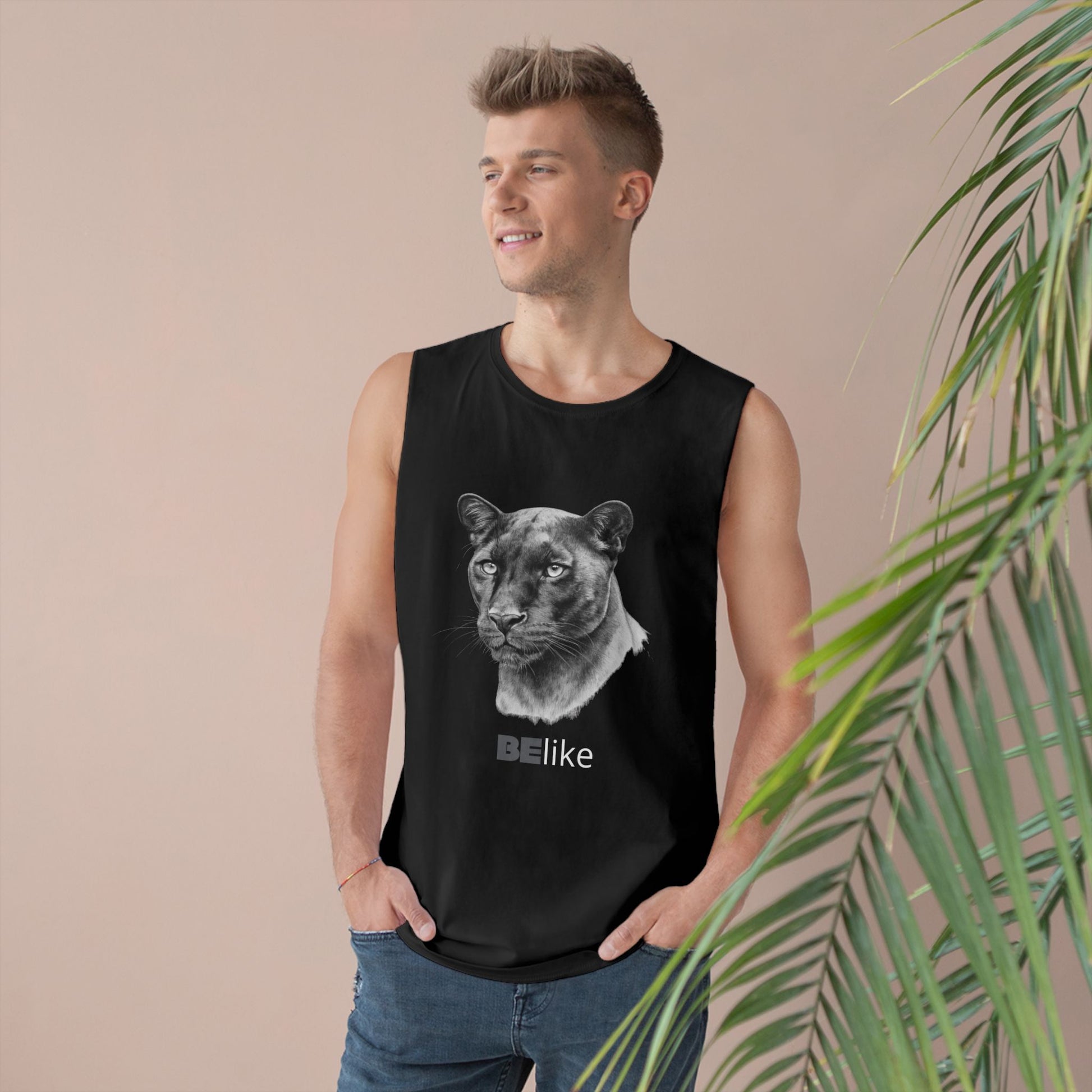 Minimalist panther artwork on sleeveless shirt
