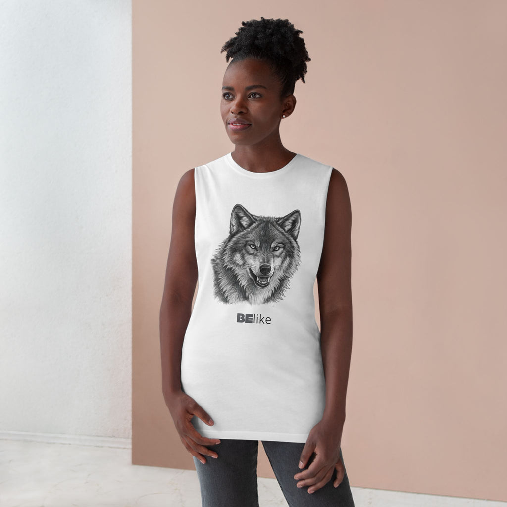 BElike the Wolf White Tank Top | Minimalist Spirit Animal Apparel | BElike.store