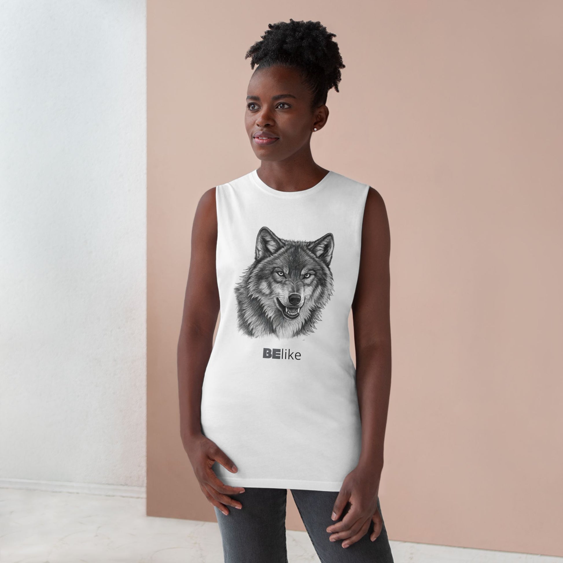 BElike the Wolf White Tank Top | Minimalist Spirit Animal Apparel | BElike.store