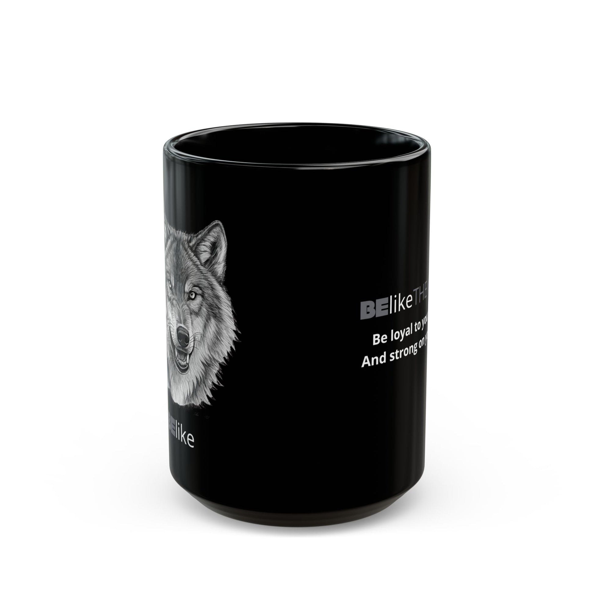 BElike the Wolf Black Ceramic Mug | Inspirational Animal Spirit Mug | BElike.store