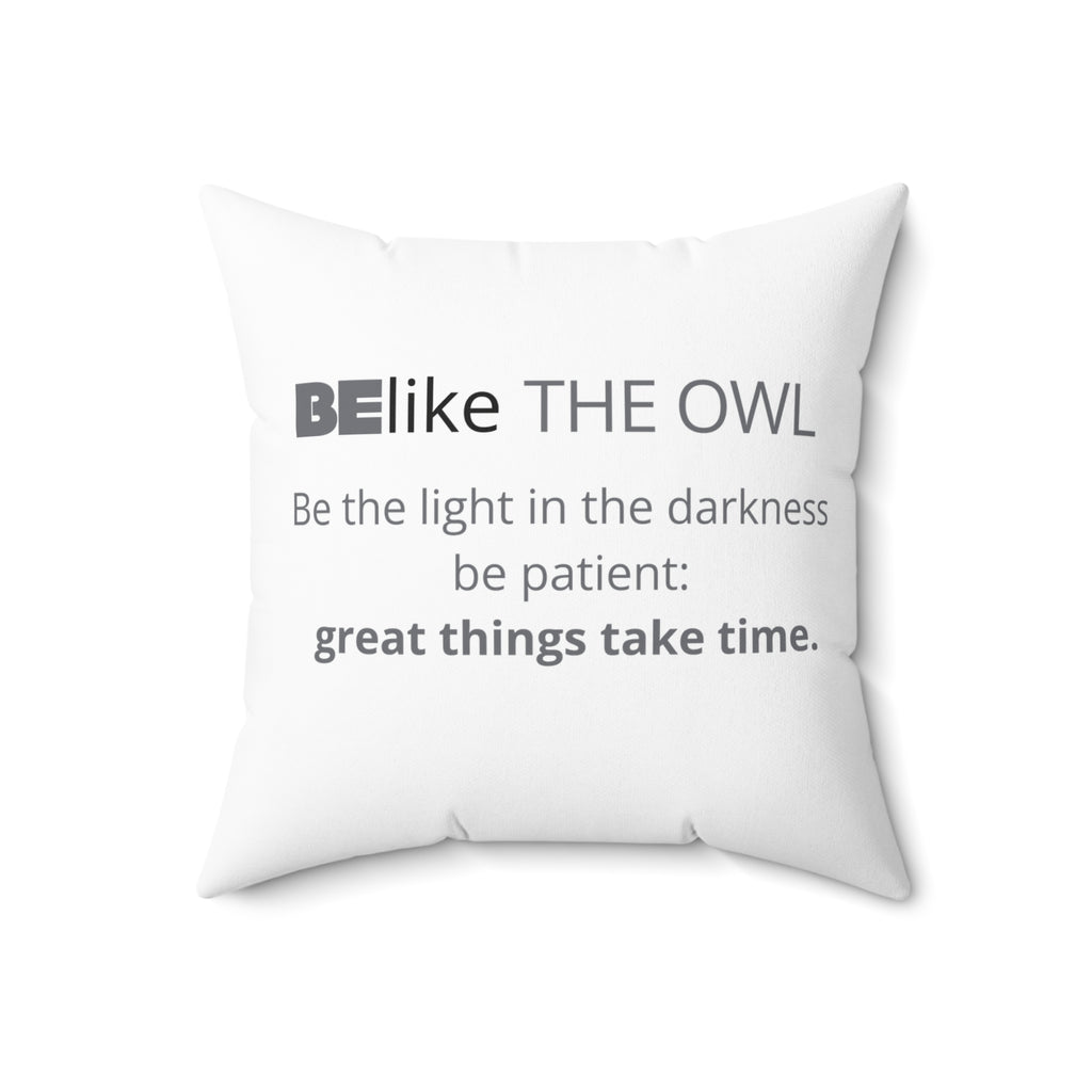 BElike the Owl Throw Pillow | Wisdom & Patience Decor | BElike.store