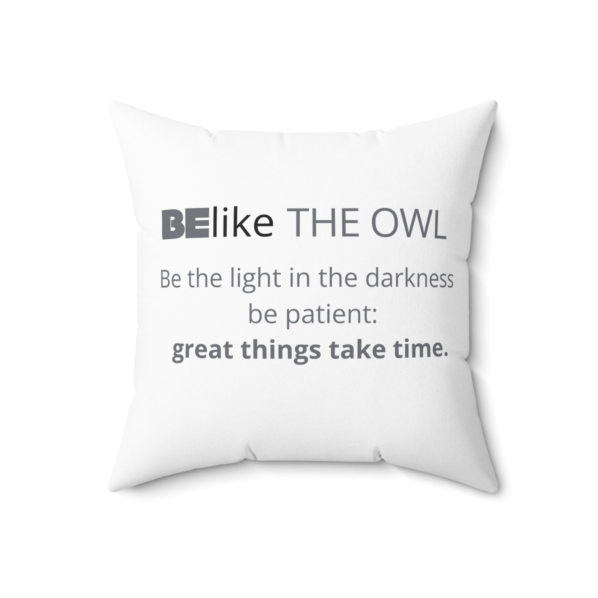 BElike the Owl Throw Pillow | Wisdom & Patience Decor | BElike.store