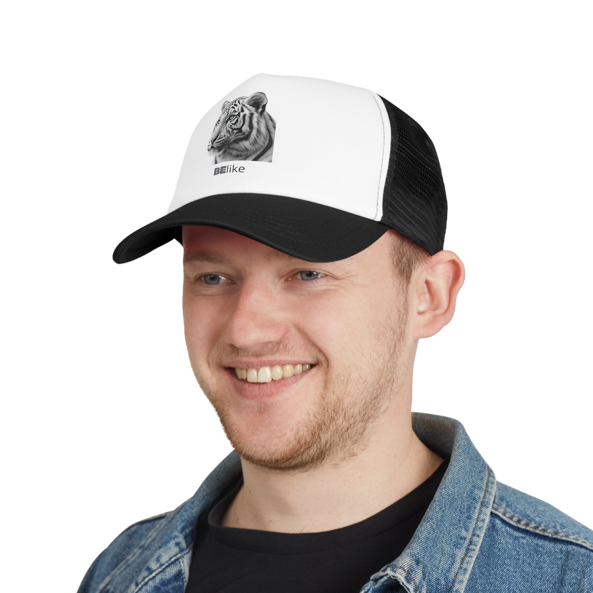 BElike the White Tiger Trucker Cap | Lead with Quiet Strength | BElike.store