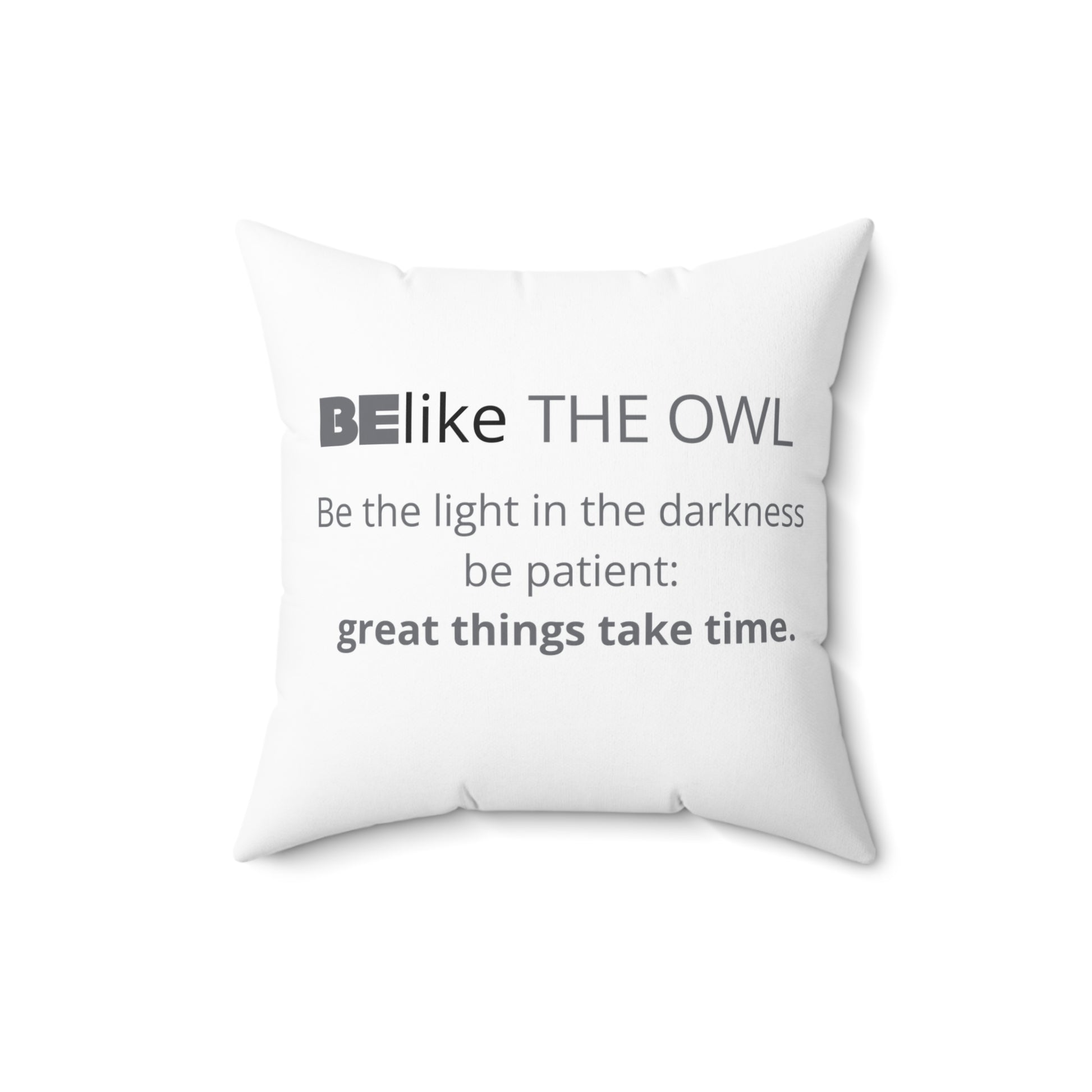 BElike the Owl Throw Pillow | Wisdom & Patience Decor | BElike.store