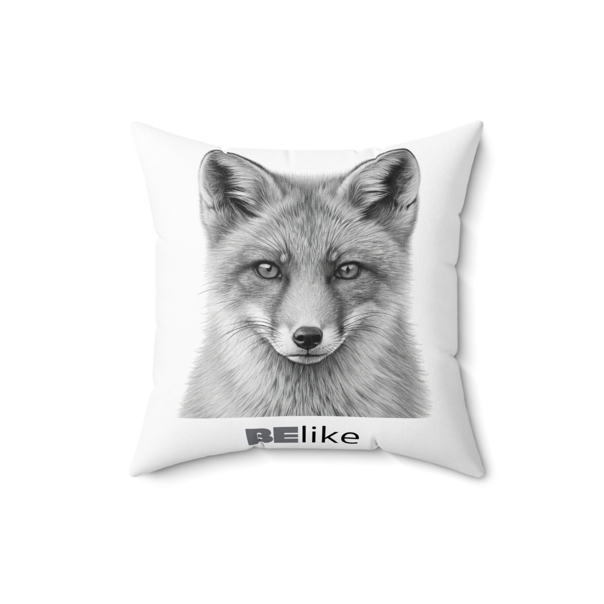 Decorative pillow with clever fox illustration and quote