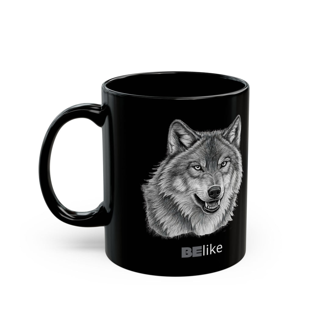 BElike the Wolf Black Ceramic Mug | Inspirational Animal Spirit Mug | BElike.store