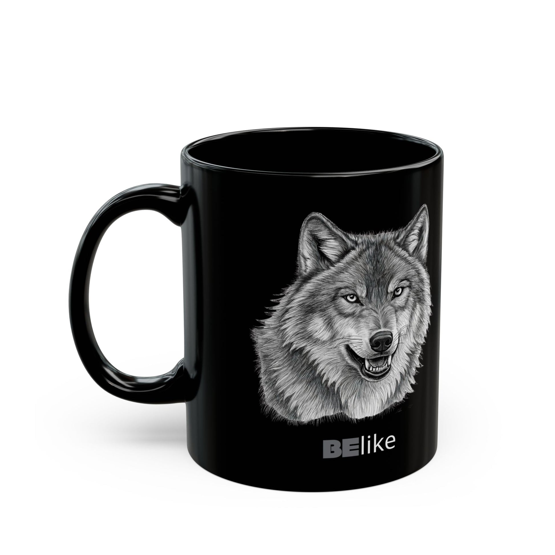 BElike the Wolf Black Ceramic Mug | Inspirational Animal Spirit Mug | BElike.store