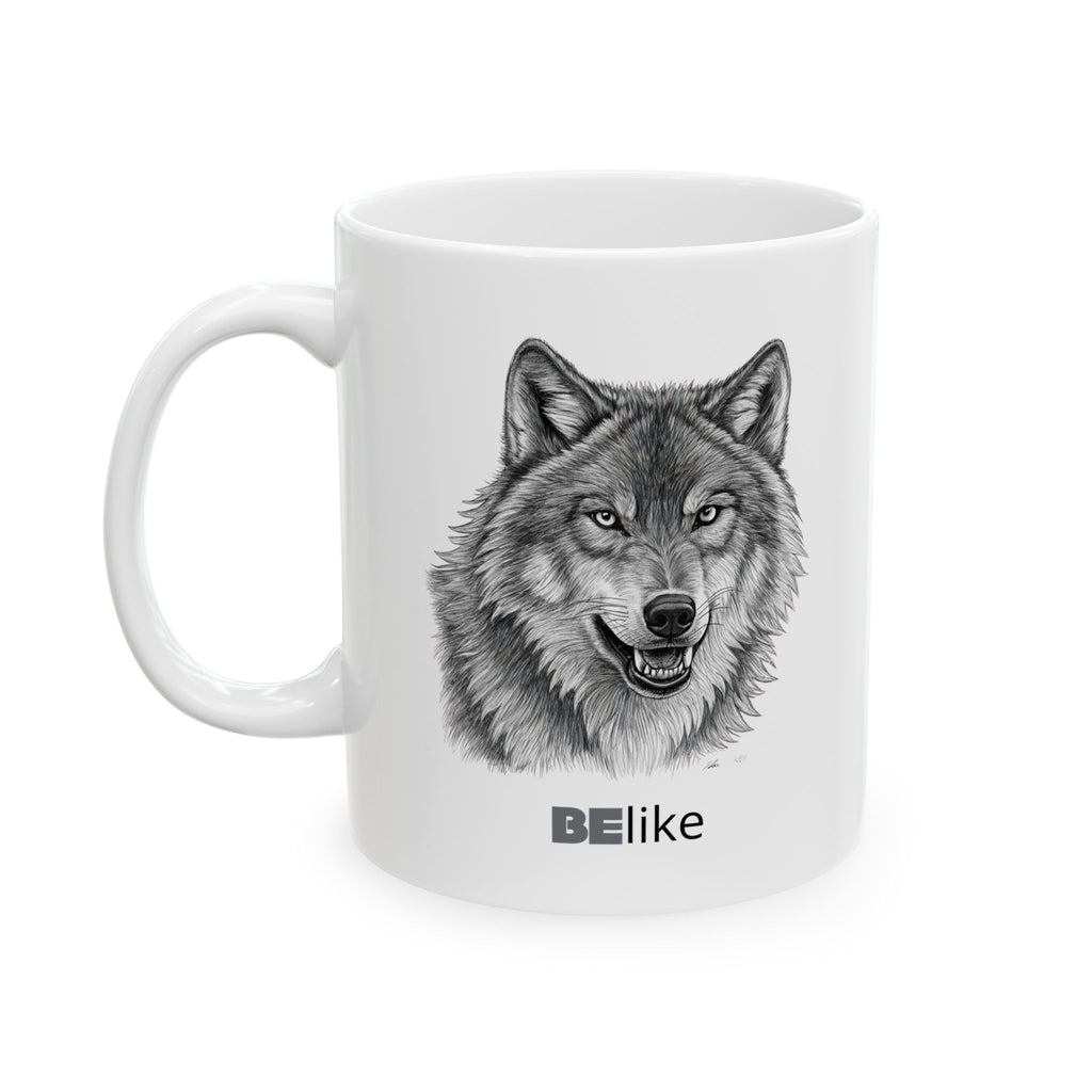 BElike the Wolf White Ceramic Mug | Inspirational Spirit Animal Mug | BElike.store