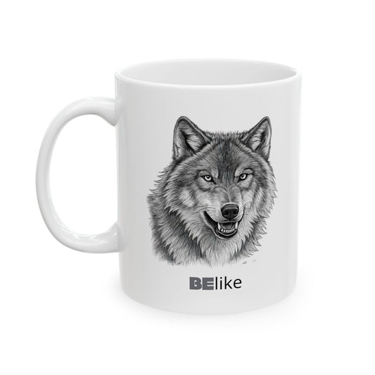 BElike the Wolf White Ceramic Mug | Inspirational Spirit Animal Mug | BElike.store