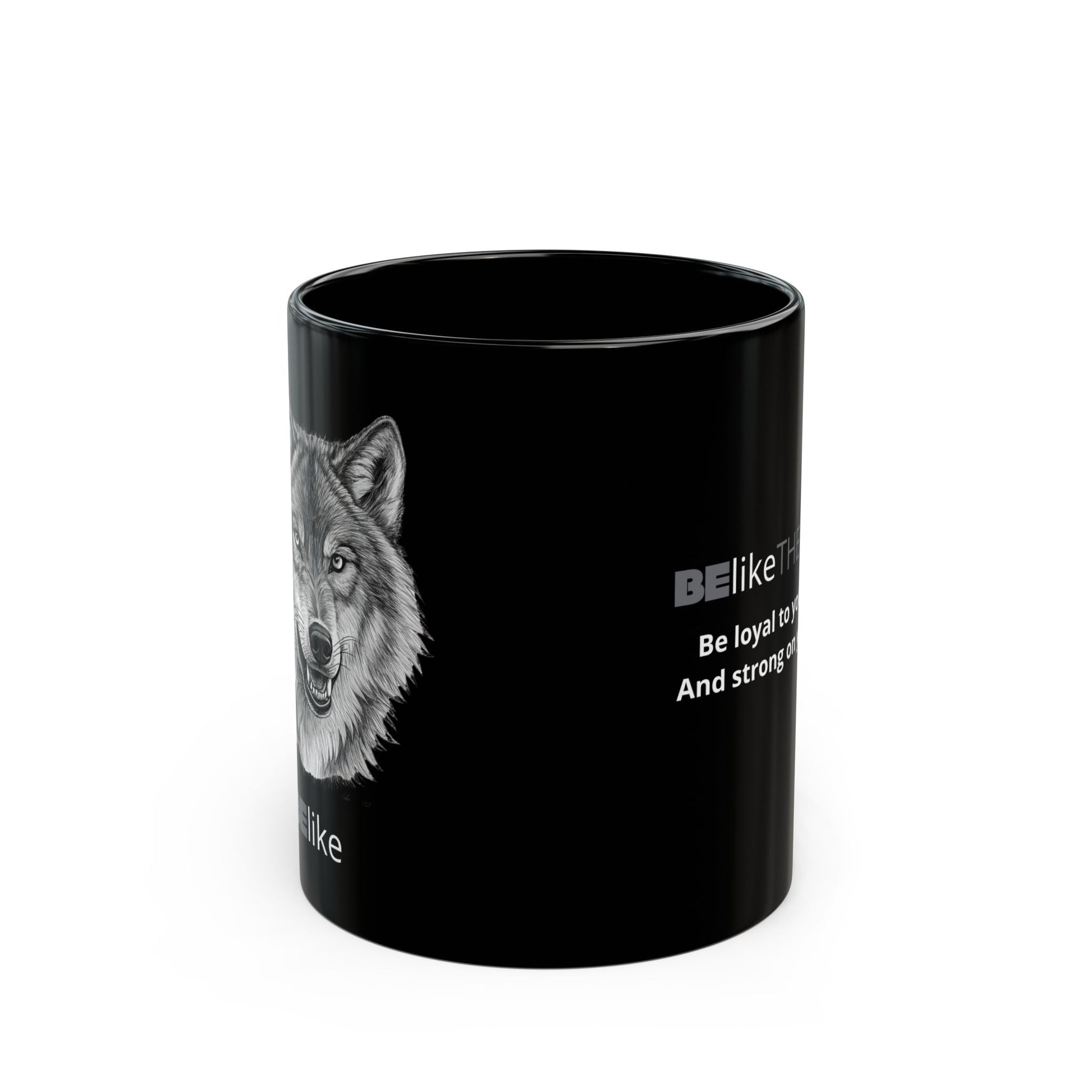 BElike the Wolf Black Ceramic Mug | Inspirational Animal Spirit Mug | BElike.store