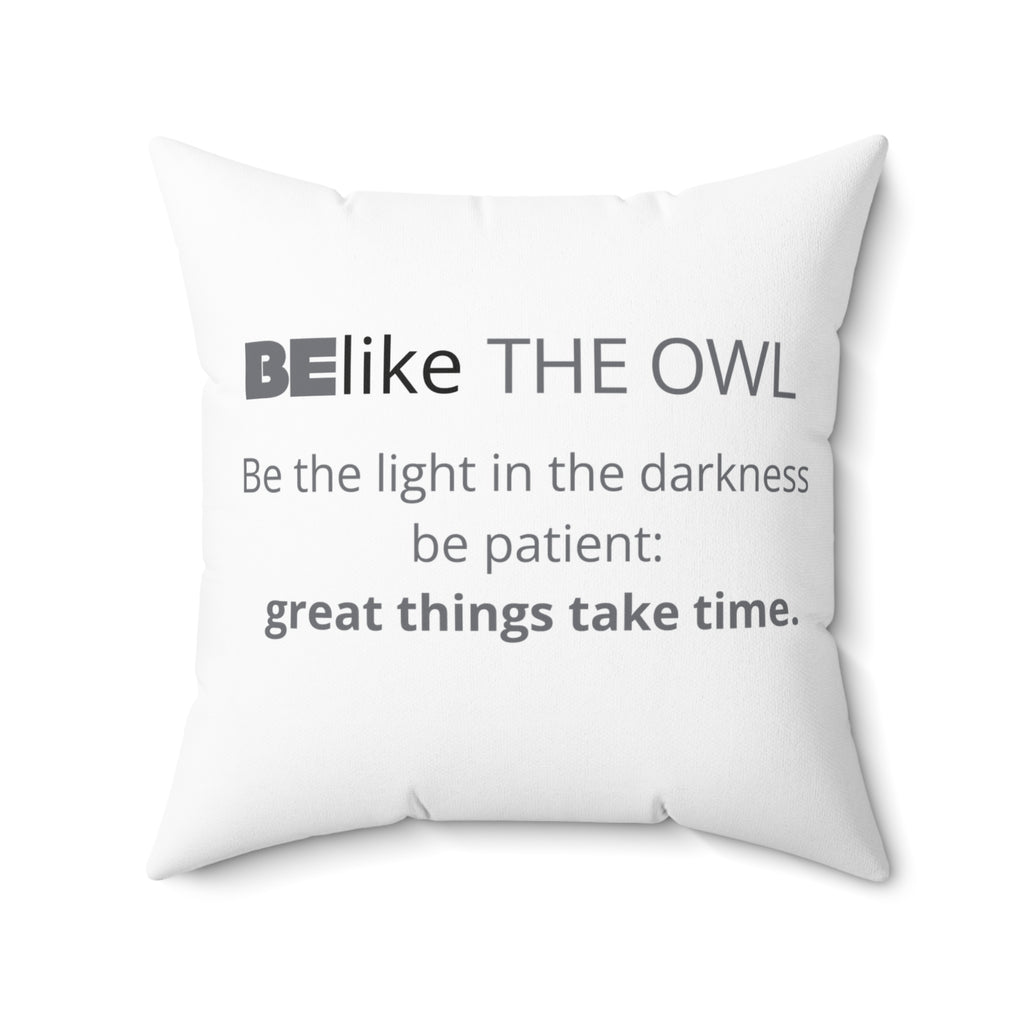 BElike the Owl Throw Pillow | Wisdom & Patience Decor | BElike.store