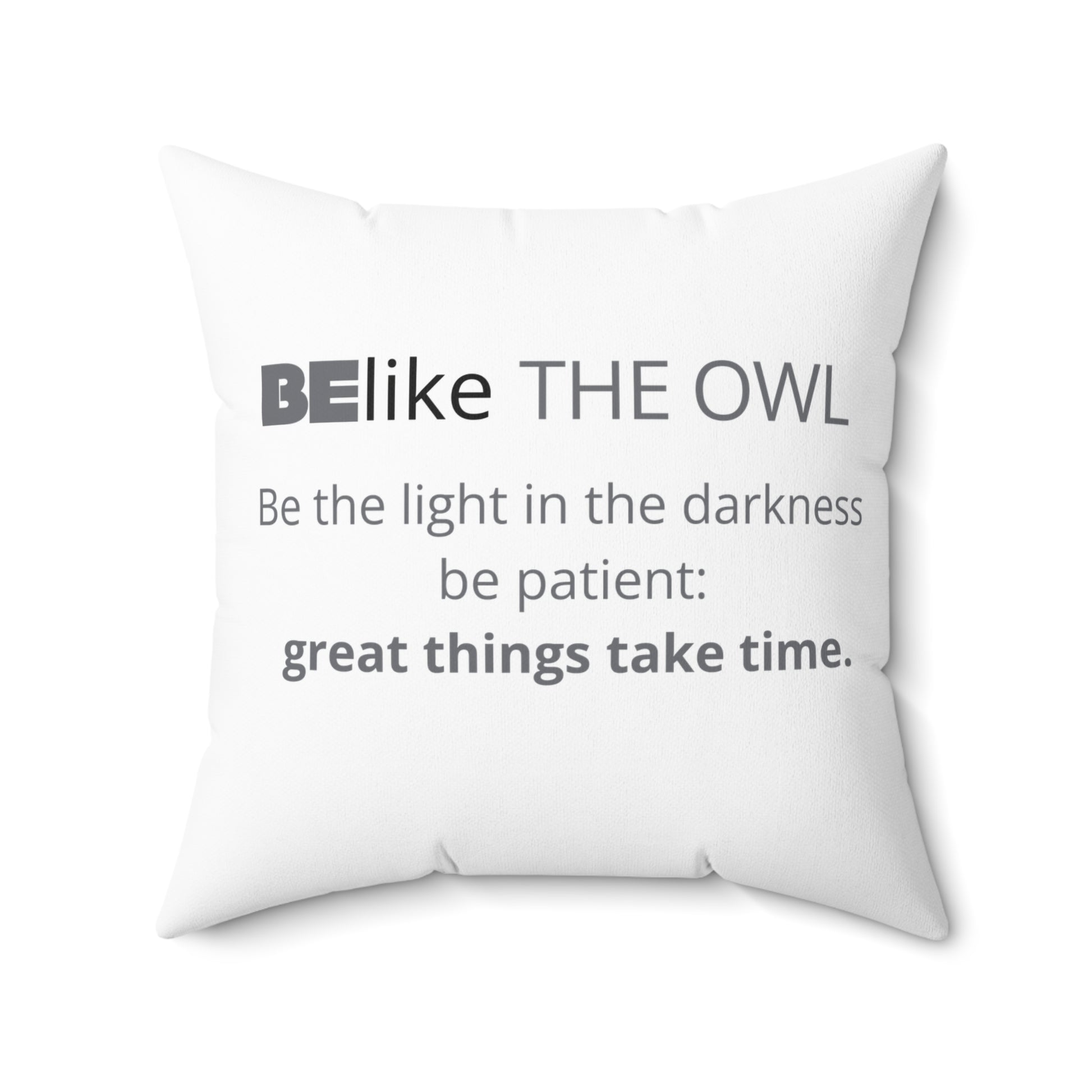 BElike the Owl Throw Pillow | Wisdom & Patience Decor | BElike.store