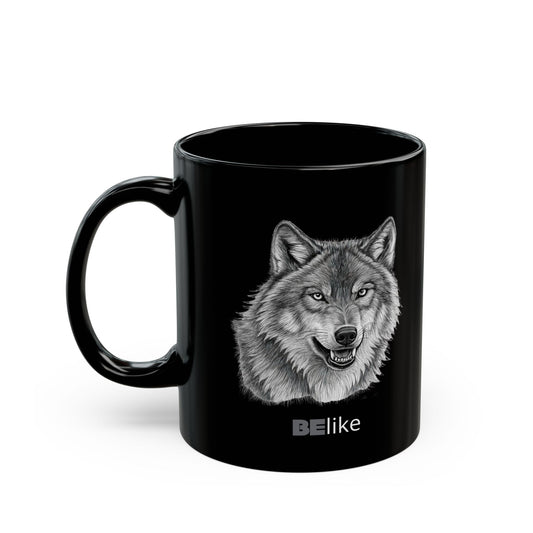 BElike the Wolf Black Ceramic Mug | Inspirational Animal Spirit Mug | BElike.store