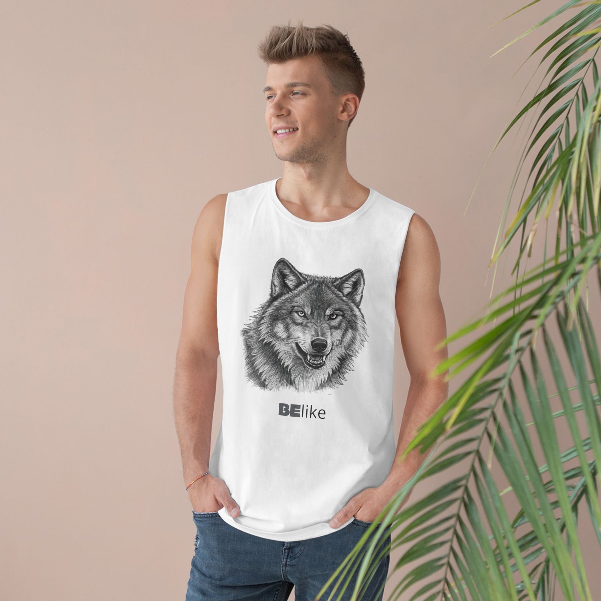 BElike the Wolf White Tank Top | Minimalist Spirit Animal Apparel | BElike.store