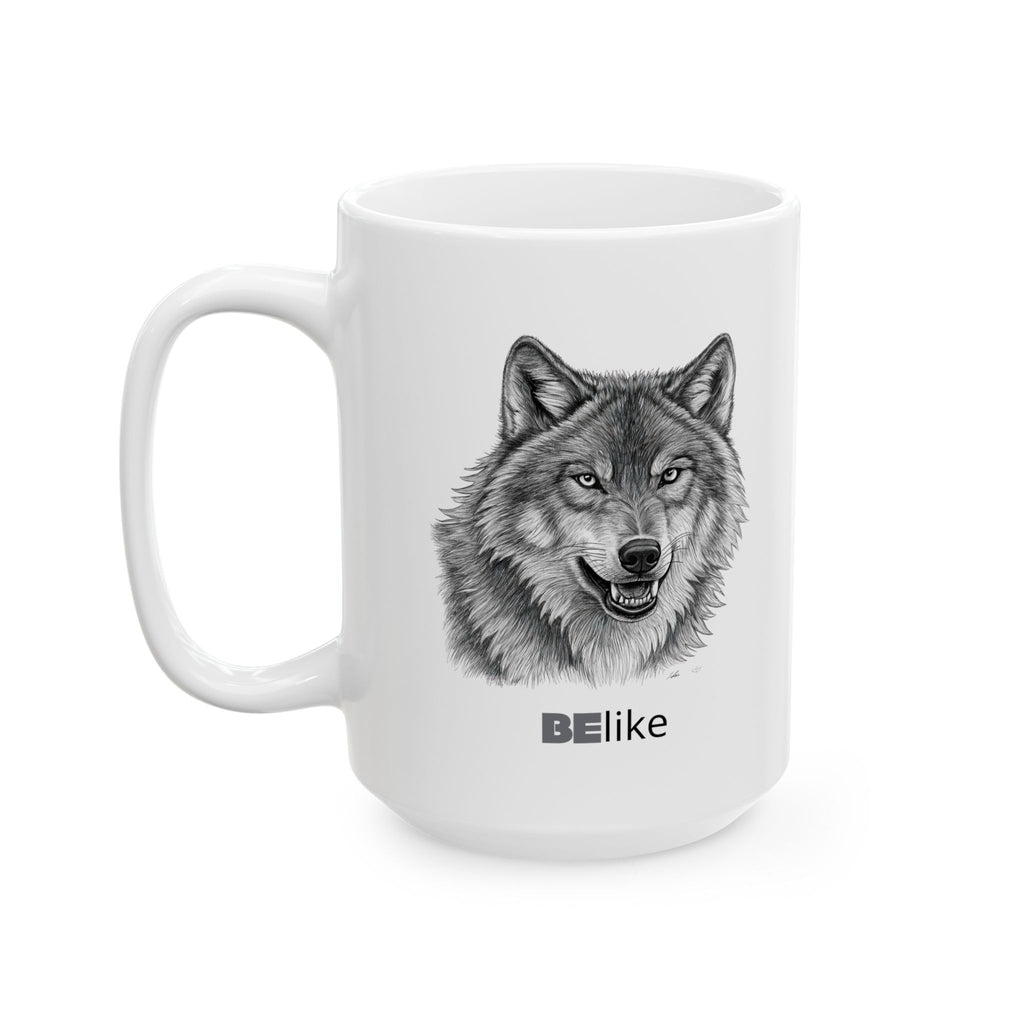 BElike the Wolf White Ceramic Mug | Inspirational Spirit Animal Mug | BElike.store