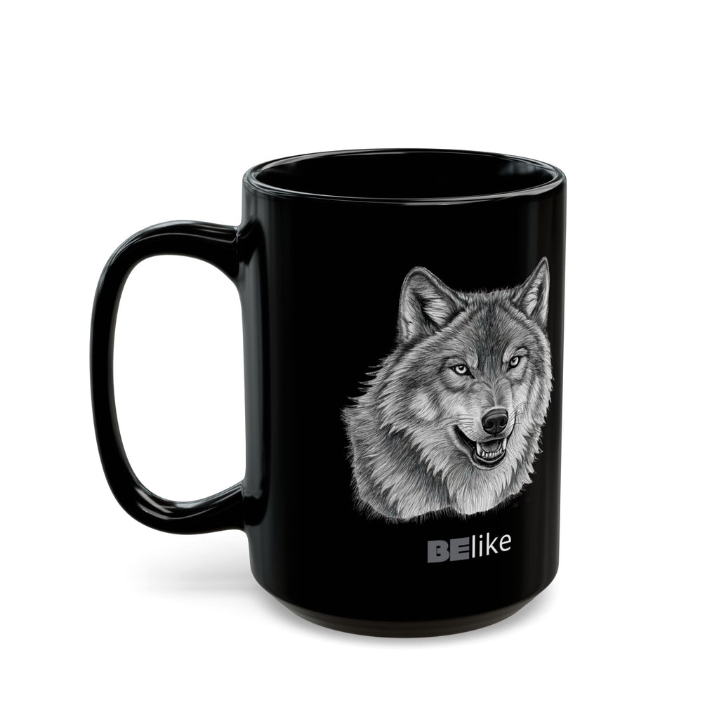BElike the Wolf Black Ceramic Mug | Inspirational Animal Spirit Mug | BElike.store