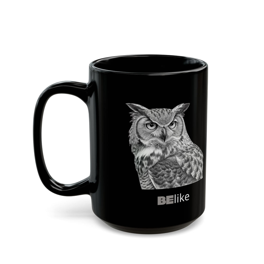 Black owl mug with inspirational quote