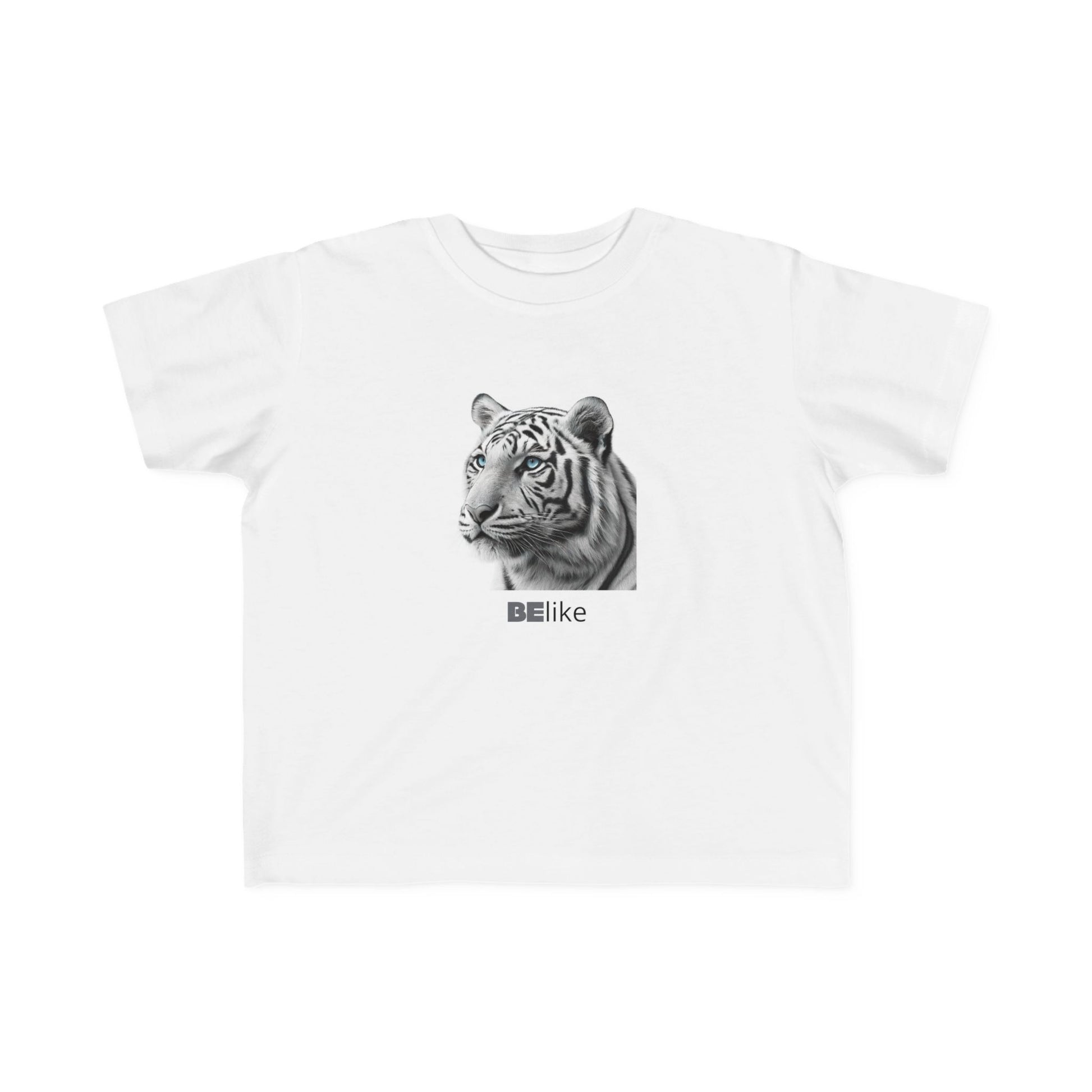 Inspirational toddler shirt with white tiger design