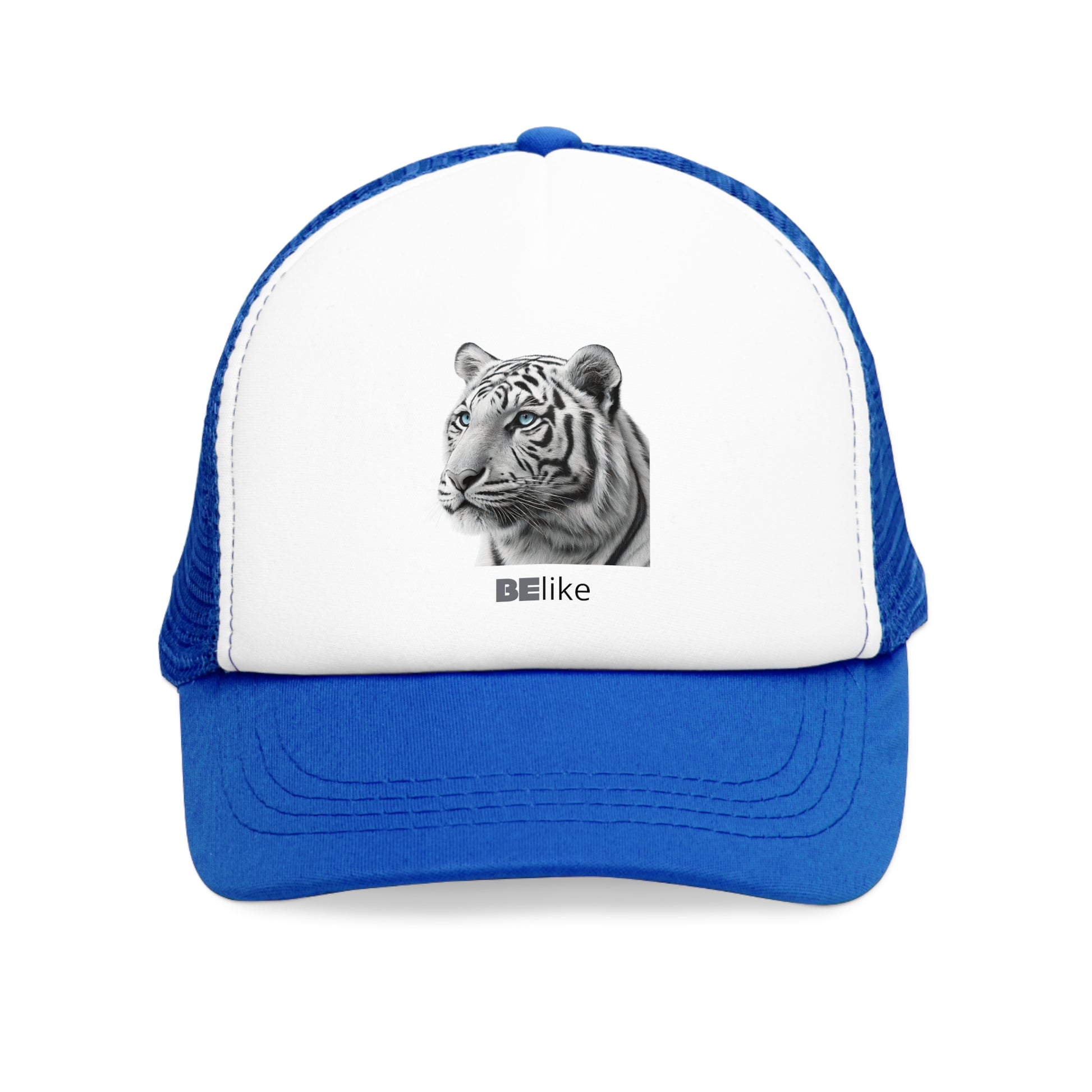 Inspirational white tiger blue mesh hat