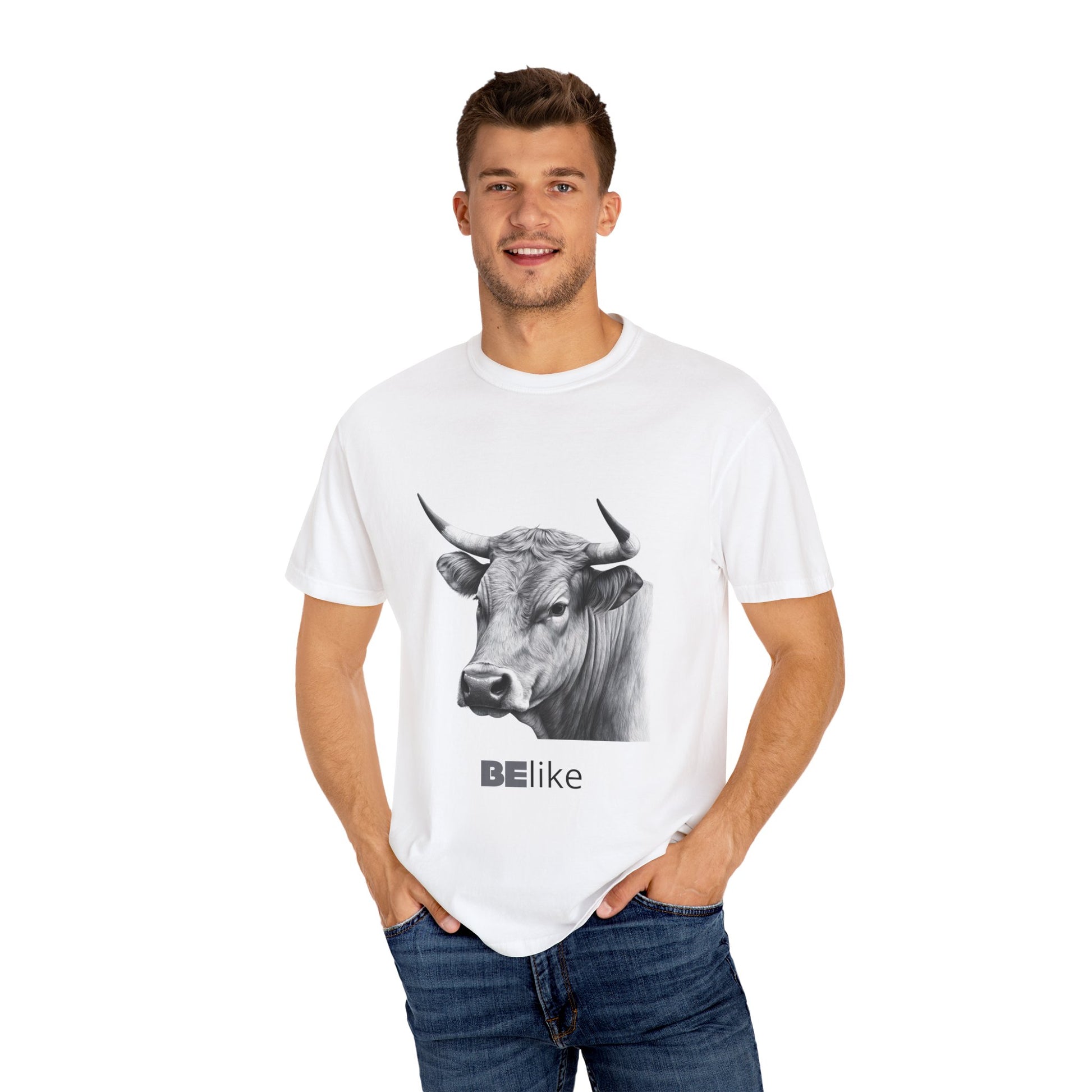 Minimalist bull symbol shirt in vintage dye