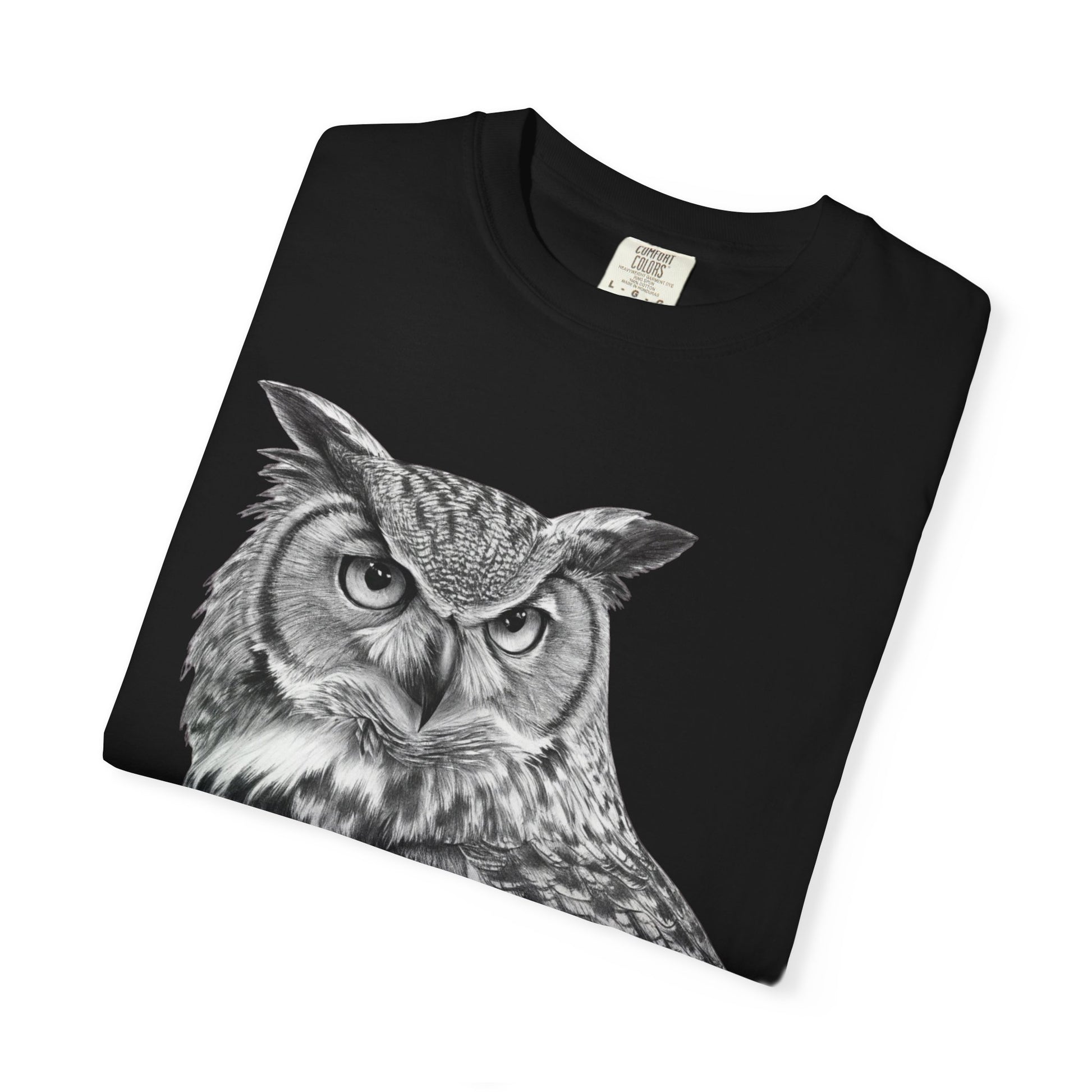Minimalist owl unisex black tee