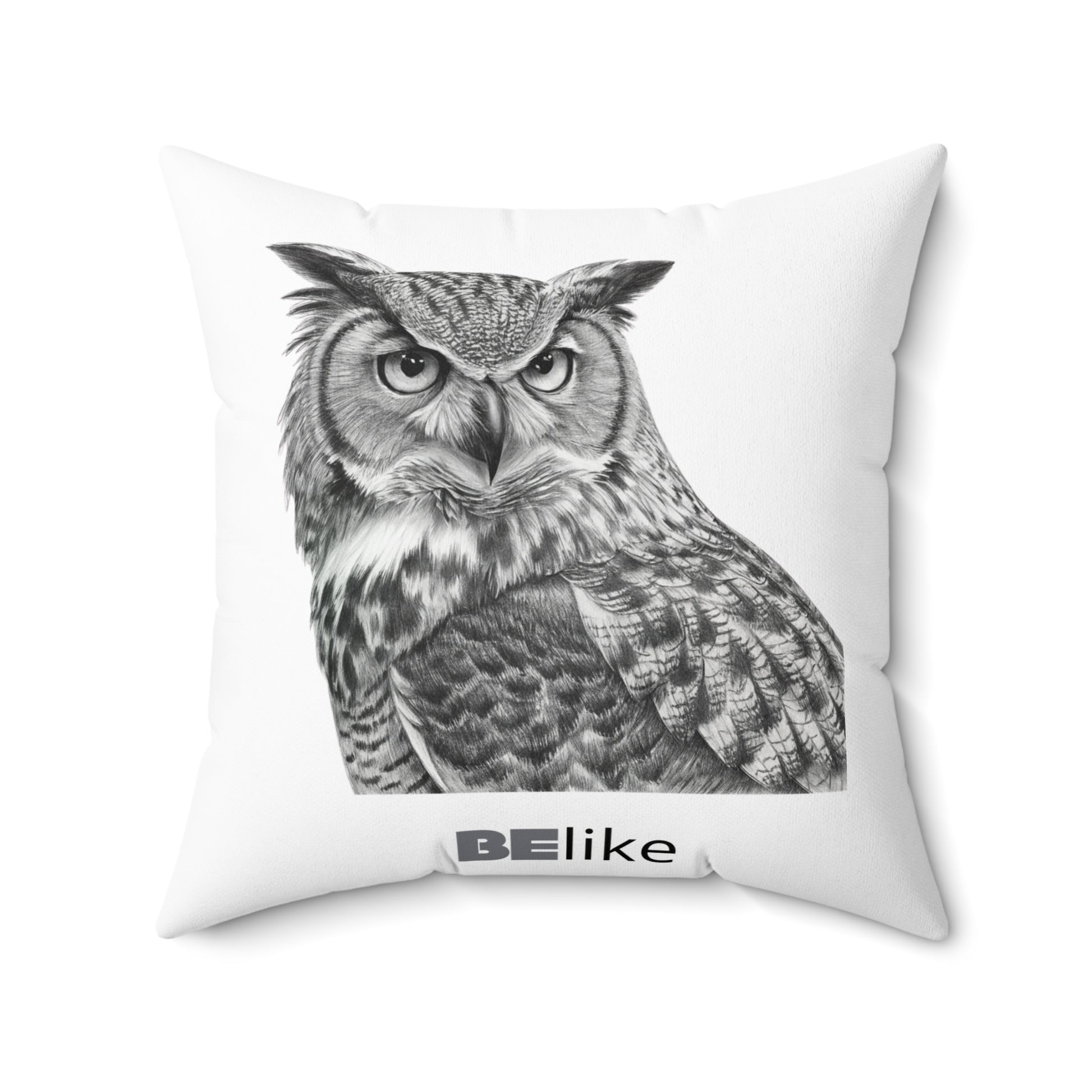 Motivational owl cushion for patience and light