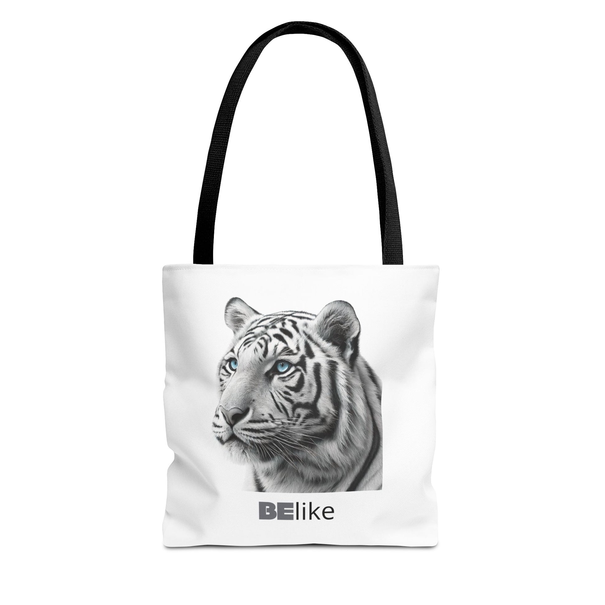 Motivational tote with white tiger art