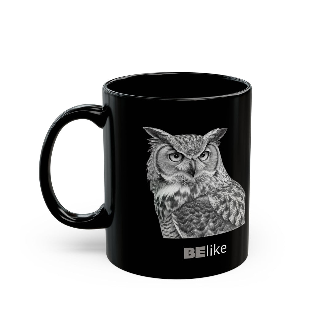 Owl spirit animal mug in black