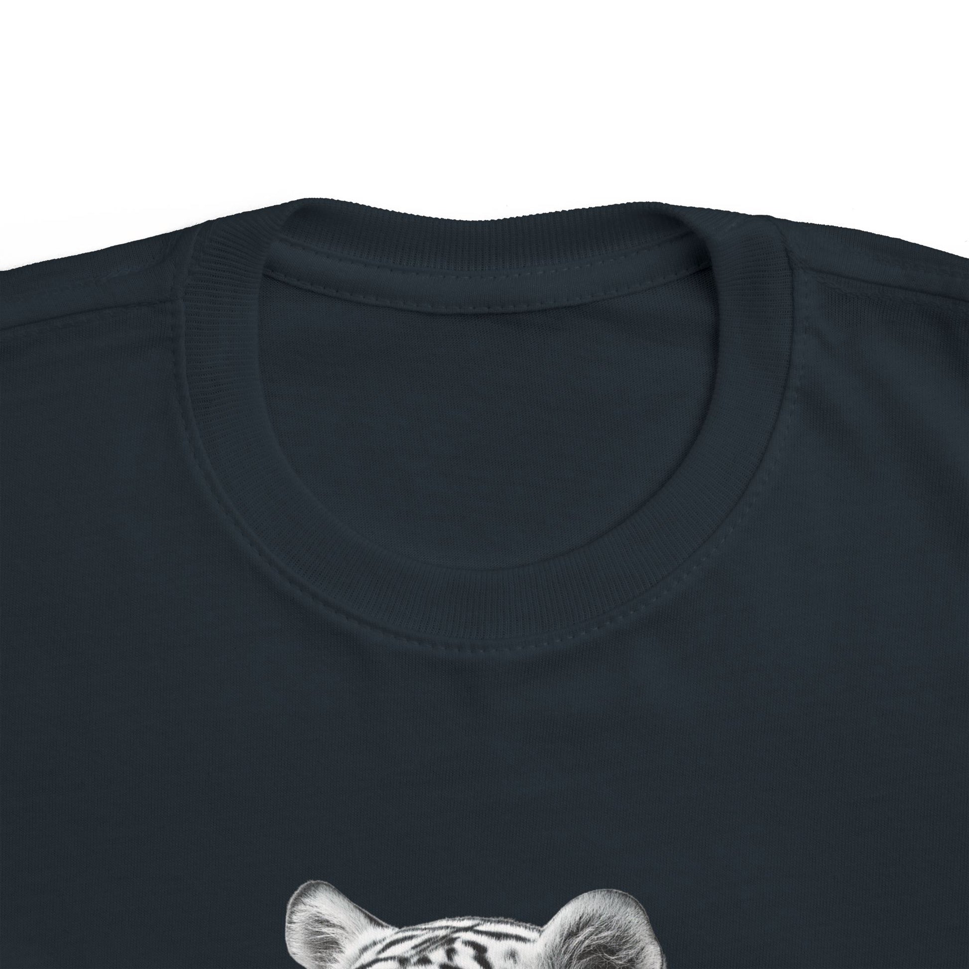 Toddler black shirt with minimalist white tiger art