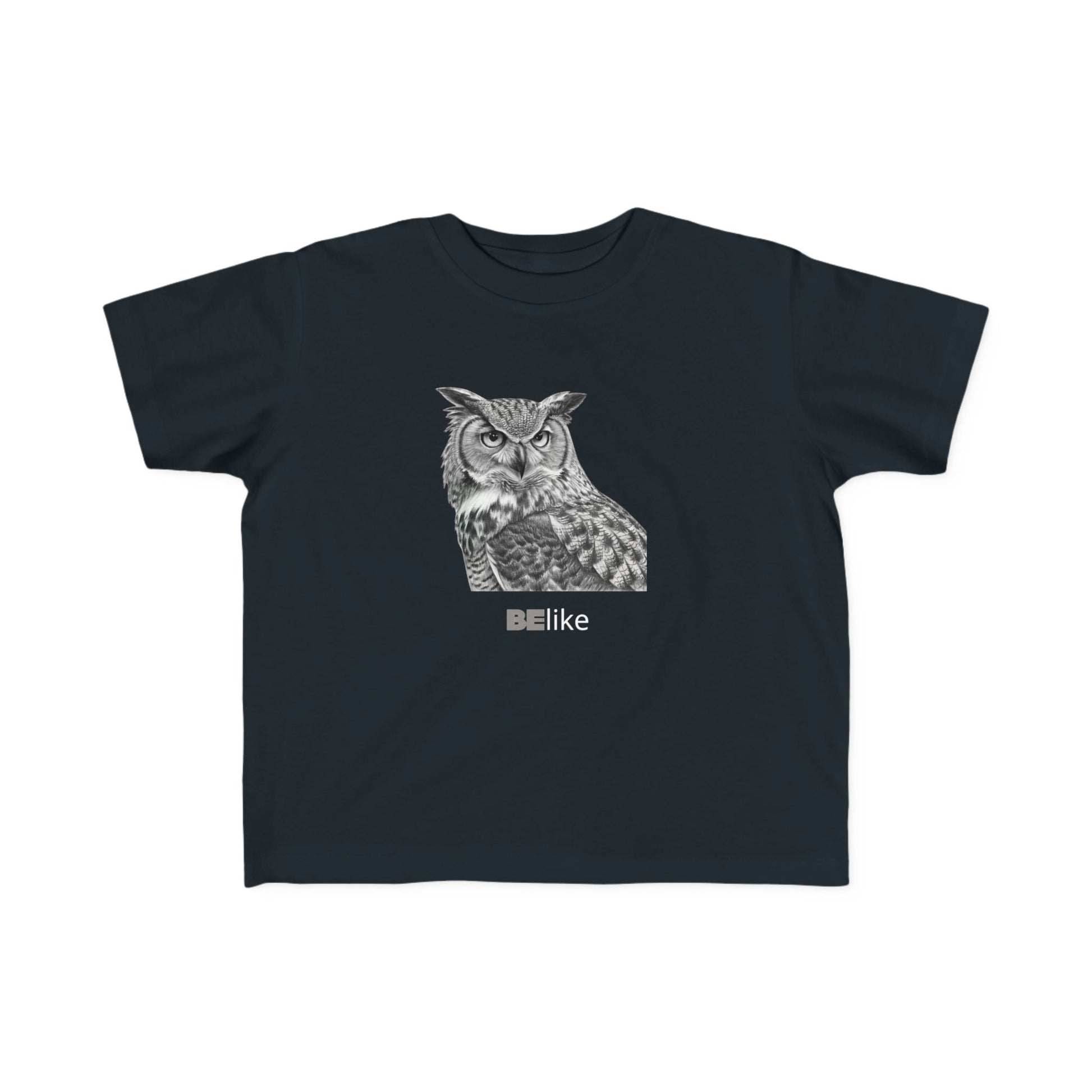 Toddler black t-shirt with owl design and quote