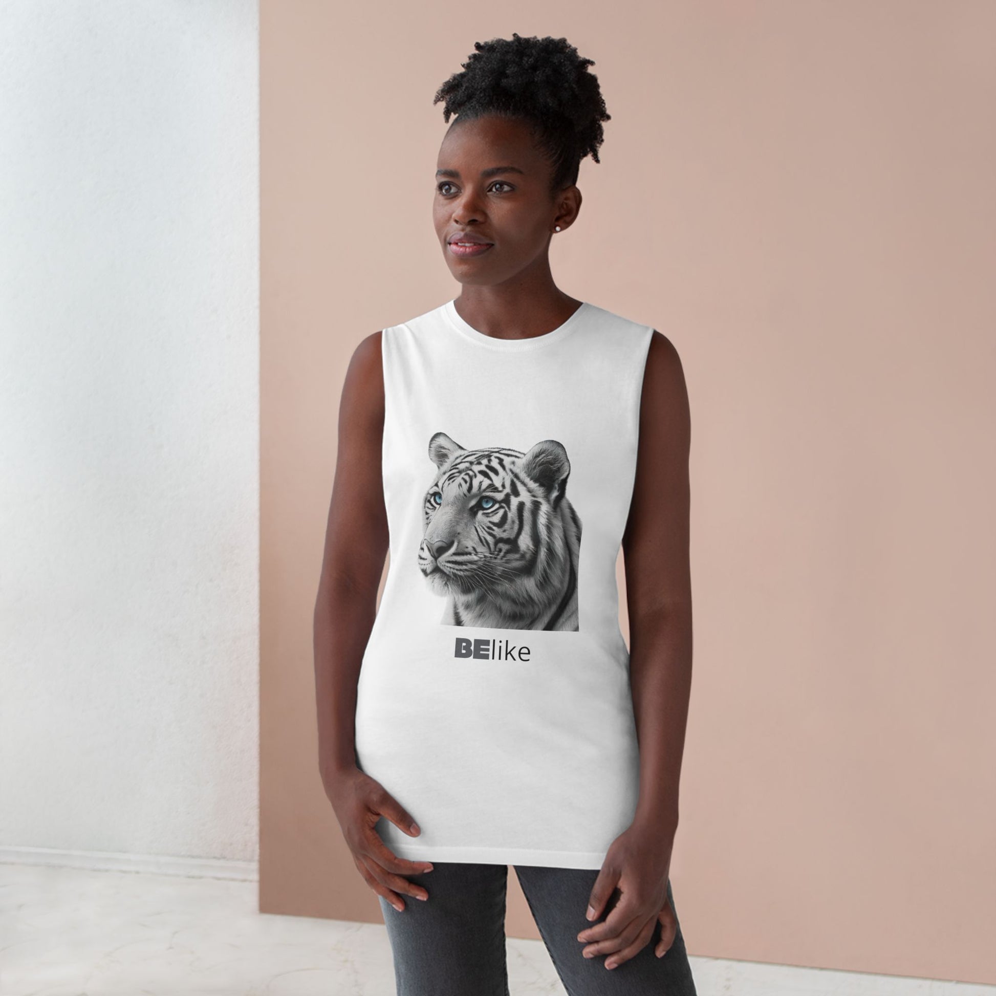 White tiger minimalist design tank top