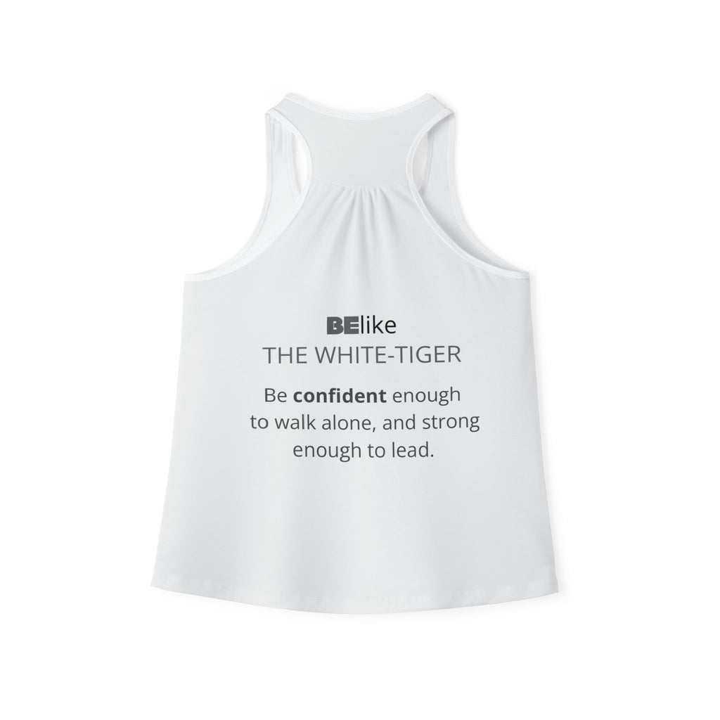 Women’s tank top with white tiger quote and art