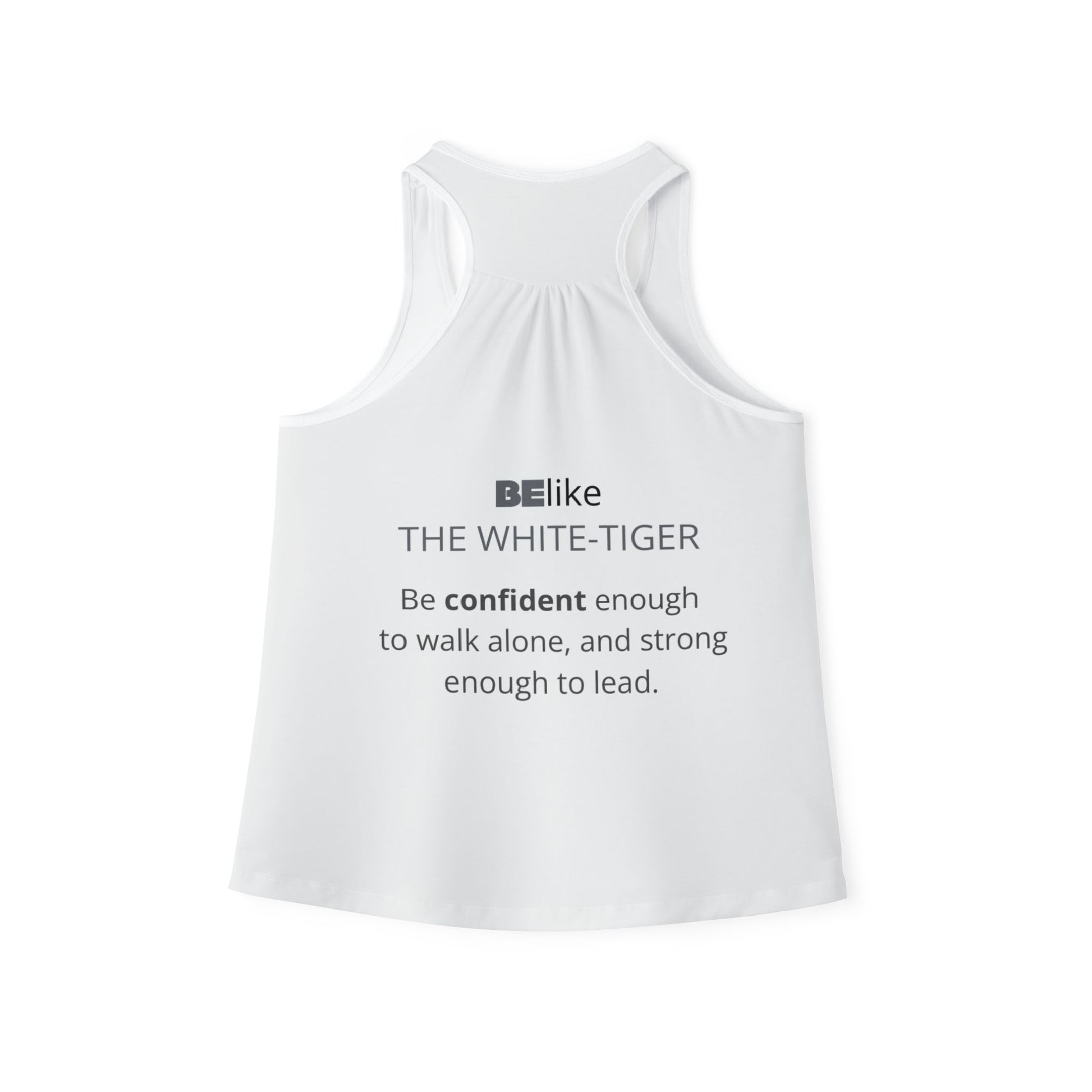 Women’s tank top with white tiger quote and art