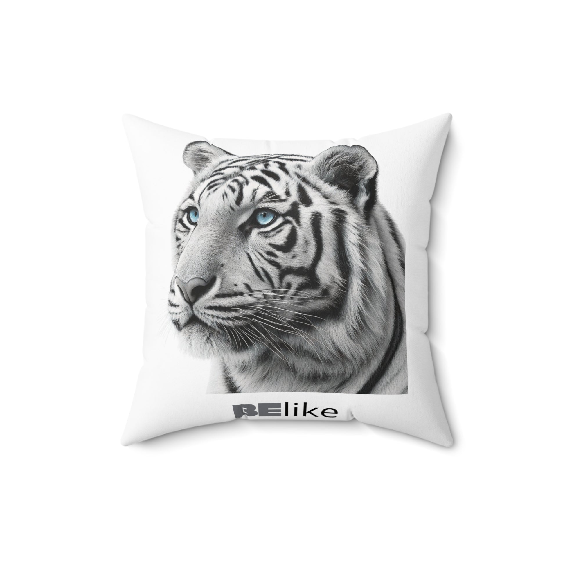Motivational decorative pillow with tiger artwork