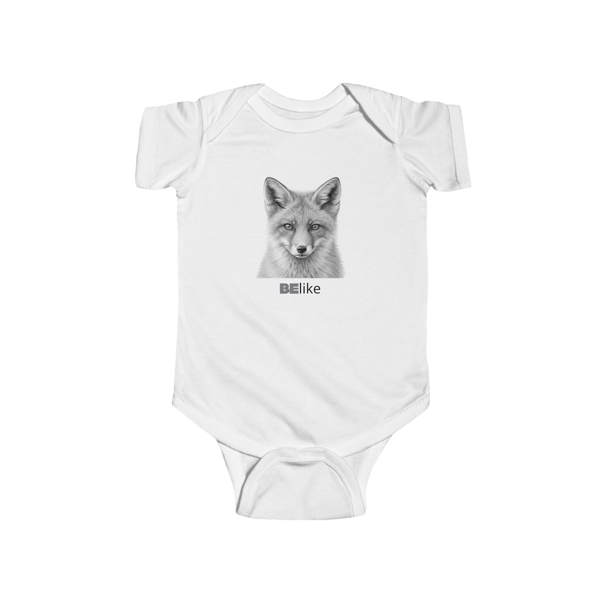 Cute baby onesie with clever fox design and minimalist art