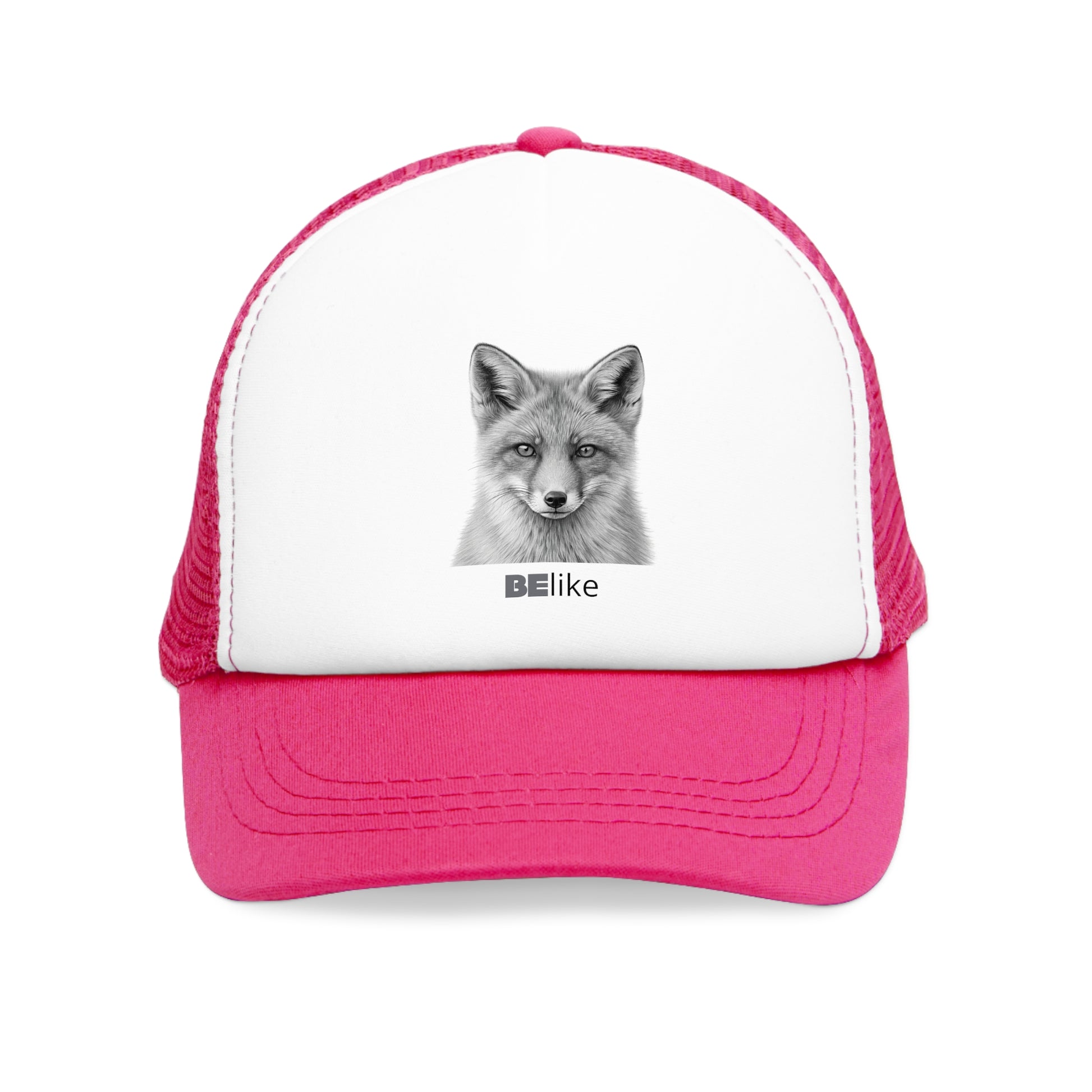 djustable polyester trucker cap featuring fox illustration