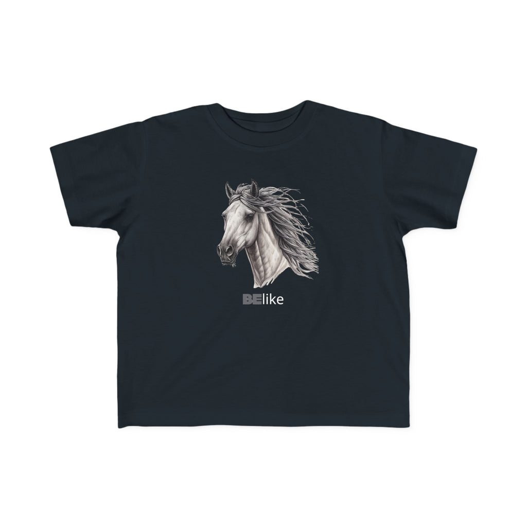 Toddler black t-shirt with minimalist horse design