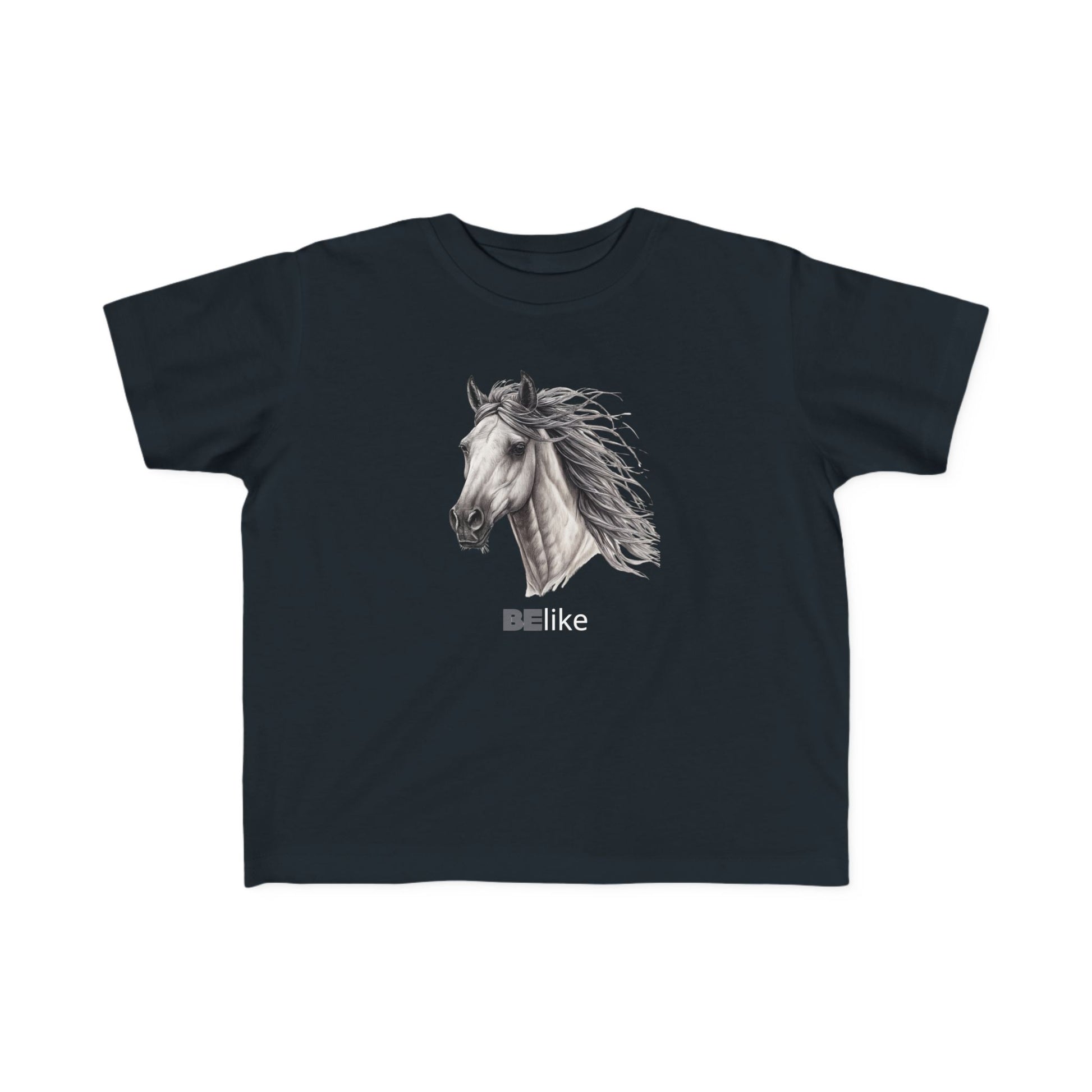 Toddler black t-shirt with minimalist horse design