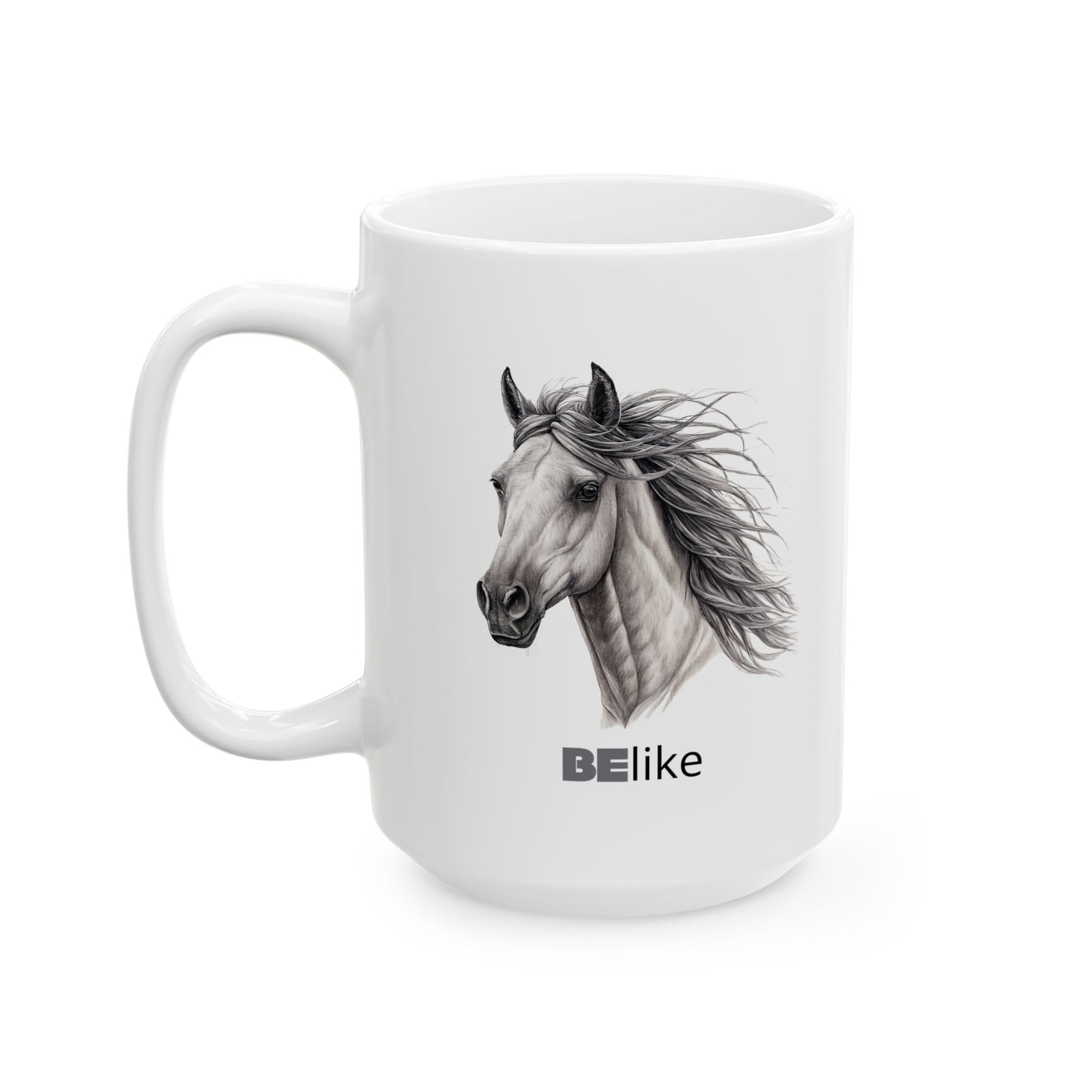 Black and white spirit animal mug – horse quote