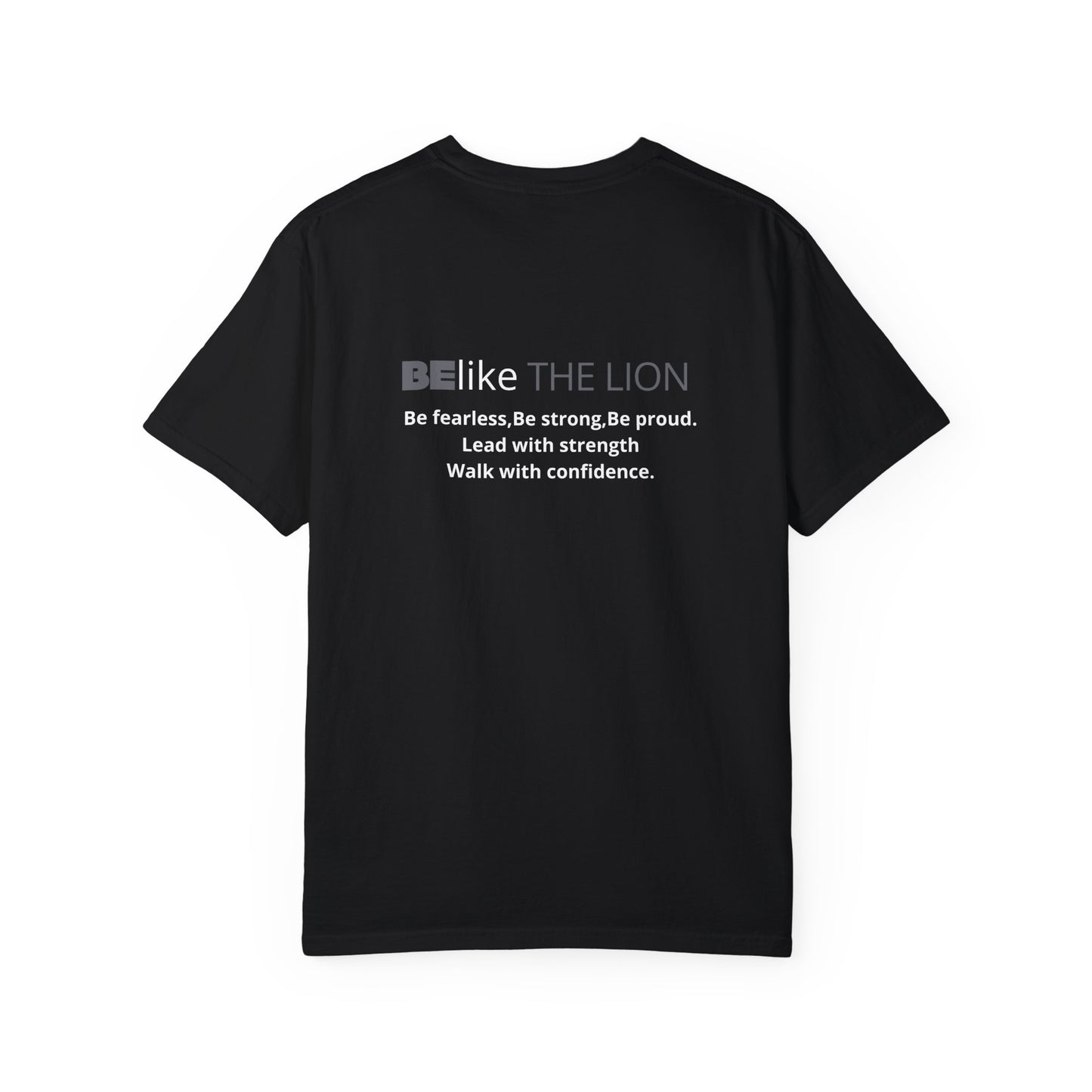 Bold black t-shirt courage quote and lion design