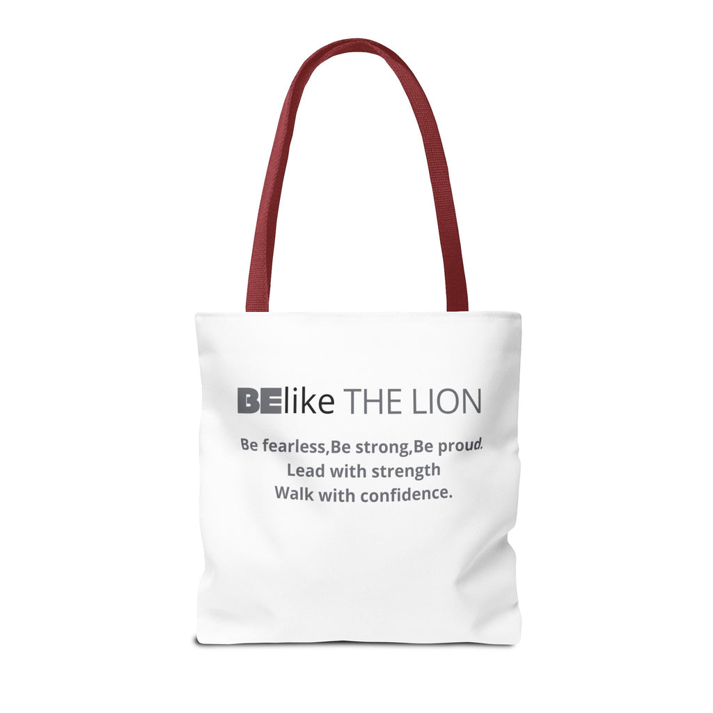 Minimalist lion illustration inspirational tote bag