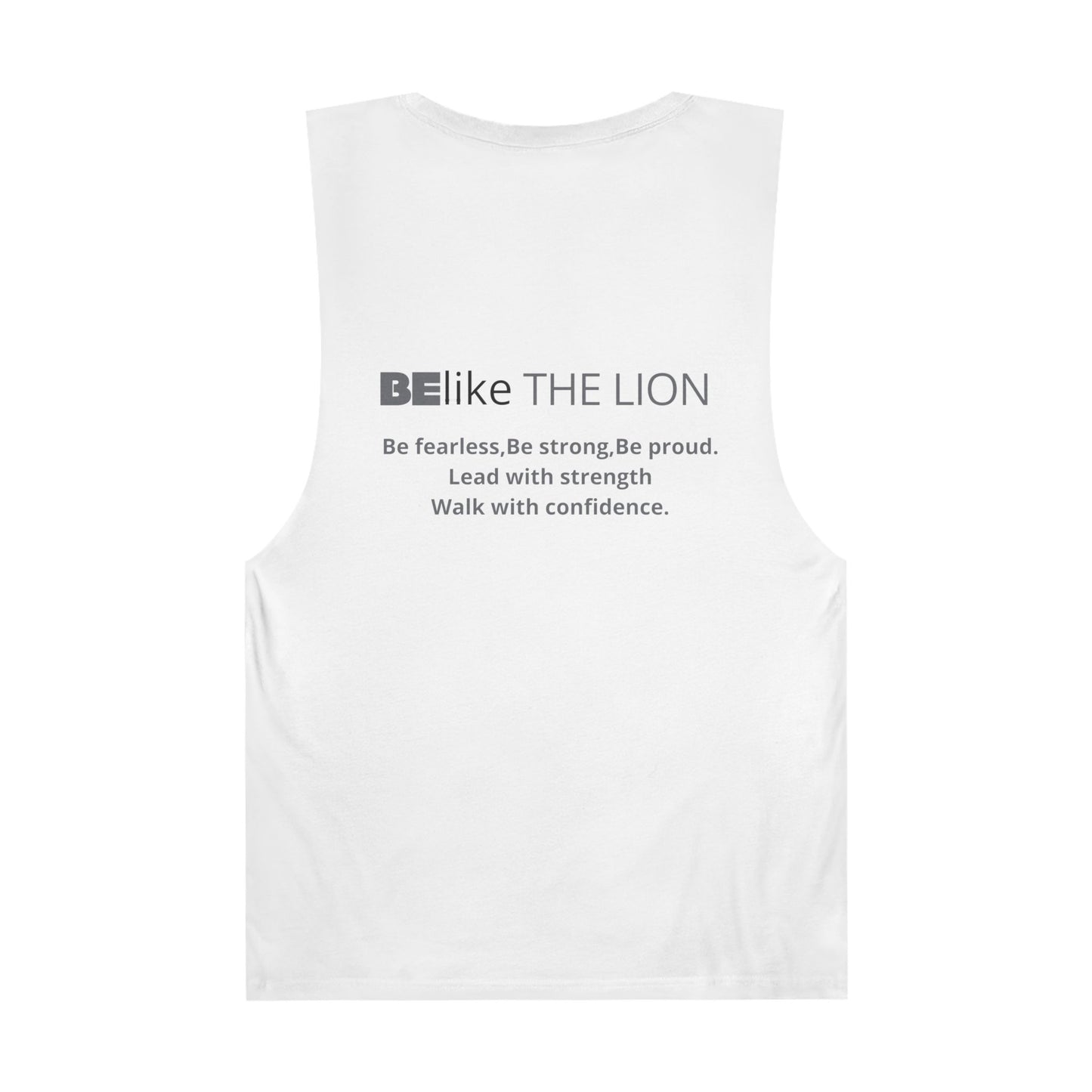 Minimalist lion design white tank top motivational quote