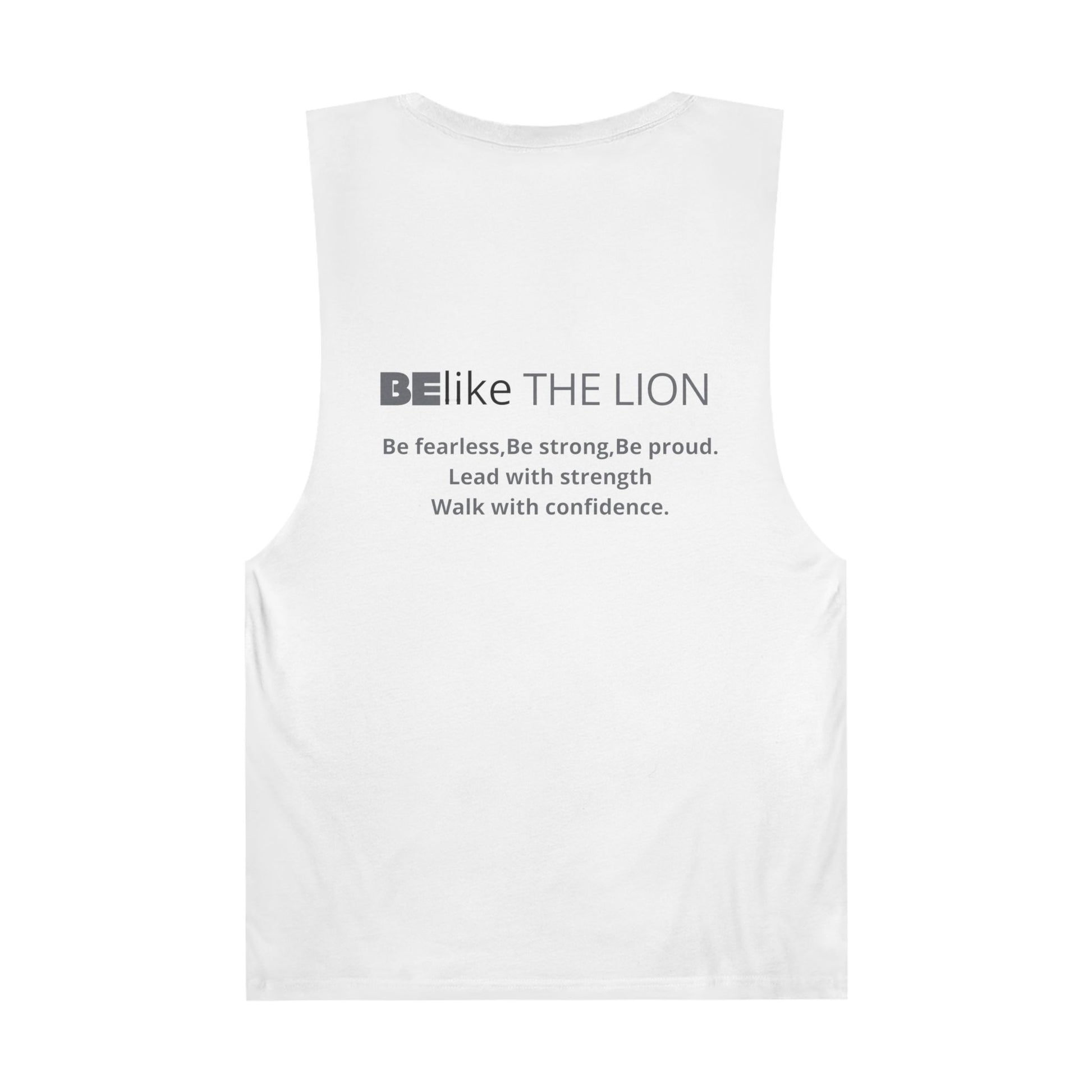 Minimalist lion design white tank top motivational quote